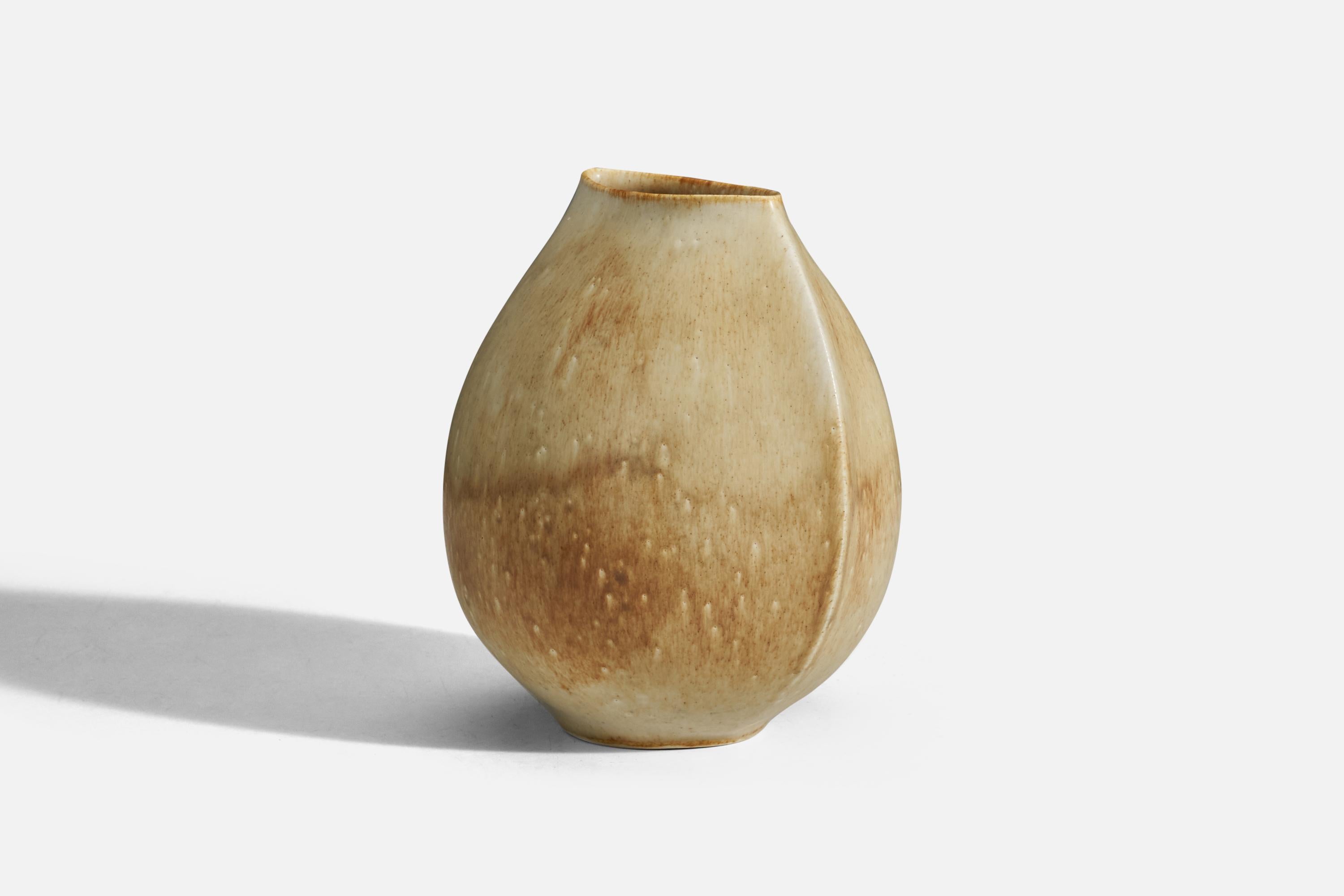 Danois Preben Brandt Larsen, Vase, grès émaillé crème, Fejø, Danemark, années 1960 en vente