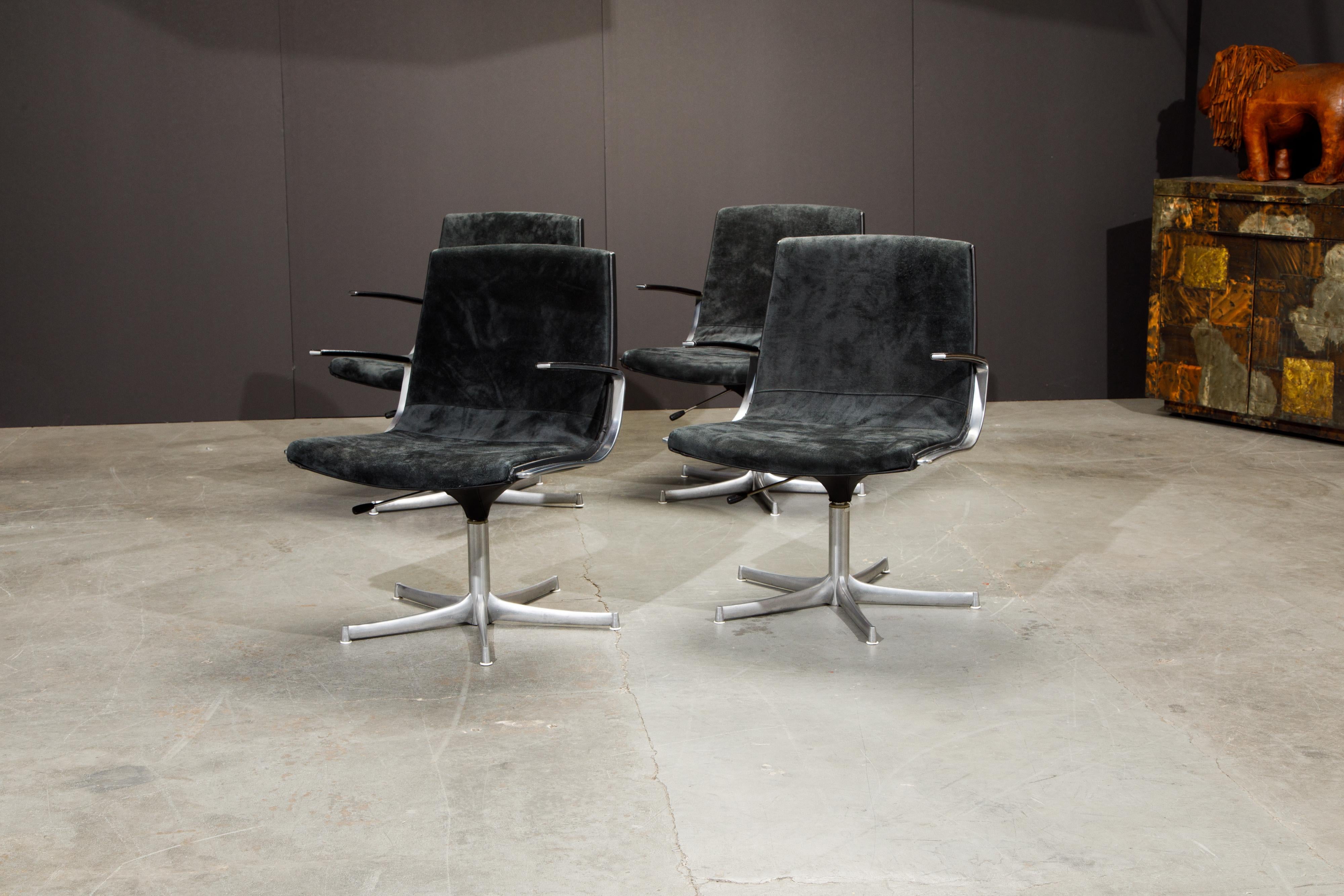 Suede Preben Fabricius and Jorgen Kashtolm Swivel Chairs for Walter Knoll 1970s Signed For Sale