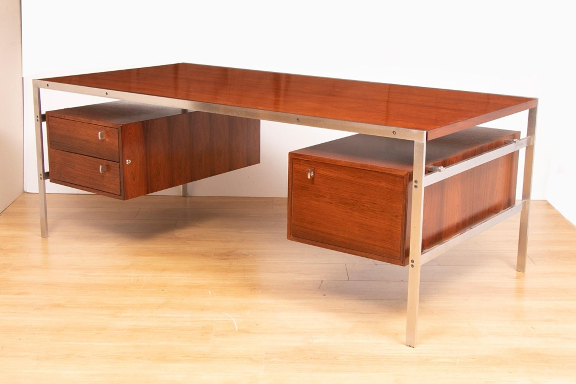 Preben Fabricius and Jorgen Kastholm chrome and rosewood desk by BO-EX Model BO 555, circa 1960.

Re polished and in excellent condition, home ready.
  