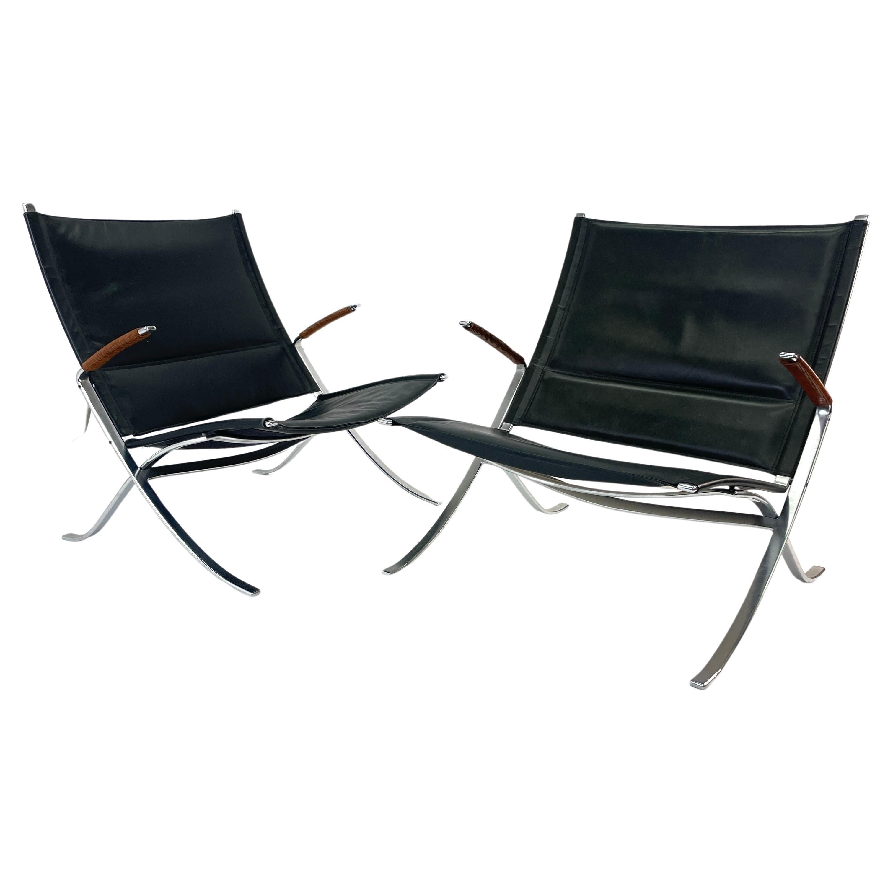 Preben Fabricius and Jorgen Kastholm  X-chairs, model FK-82 (Pair Available) For Sale