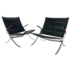 Used Preben Fabricius and Jorgen Kastholm  X-chairs, model FK-82 (Pair Available)