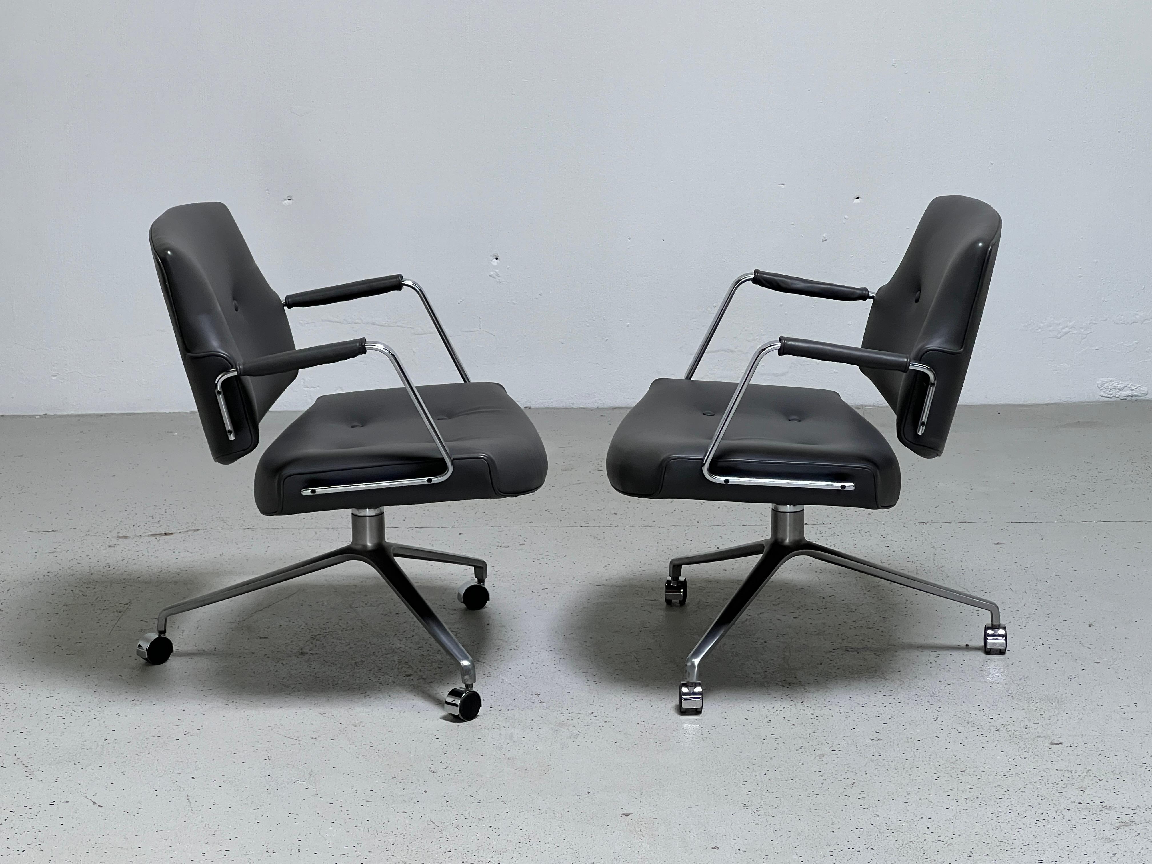 Leather Preben Fabricius and Jørgen Kastholm Desk Chair Model FK84