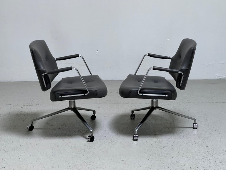 Leather Preben Fabricius and Jørgen Kastholm Desk Chair Model FK84 For Sale