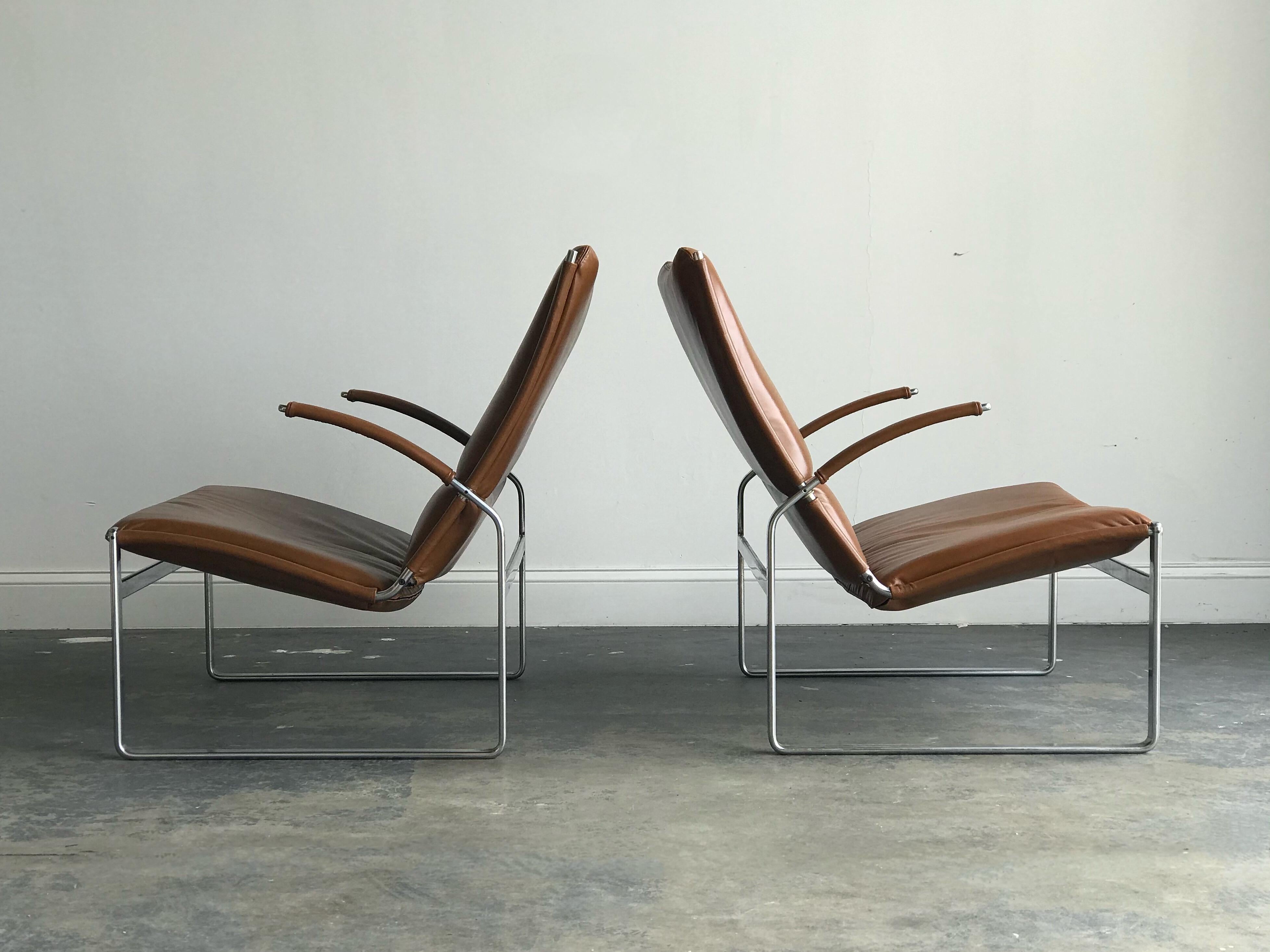 Mid-Century Modern Preben Fabricius and Jørgen Kastholm Lounge Chairs, Model FK81