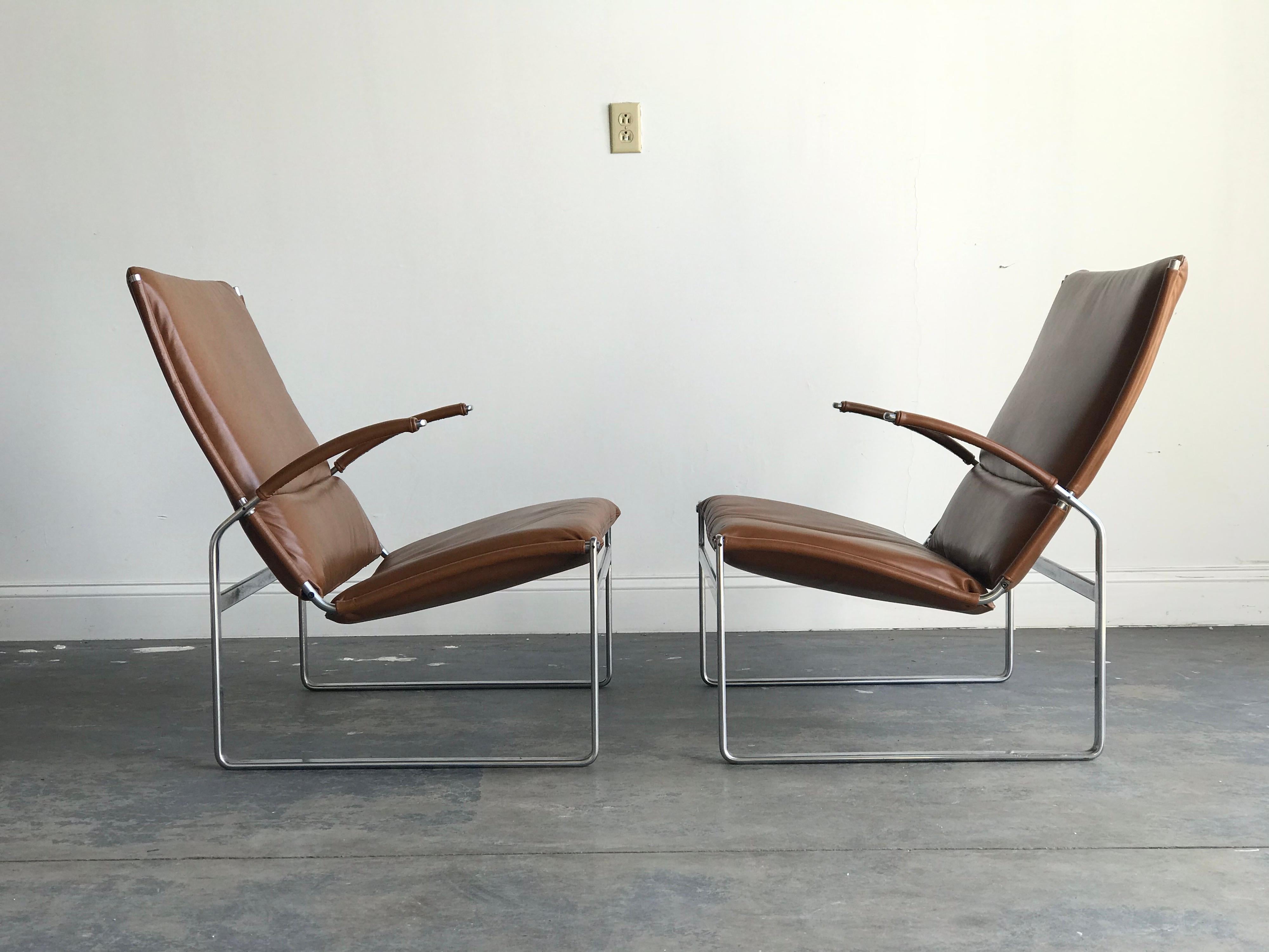 Danish Preben Fabricius and Jørgen Kastholm Lounge Chairs, Model FK81