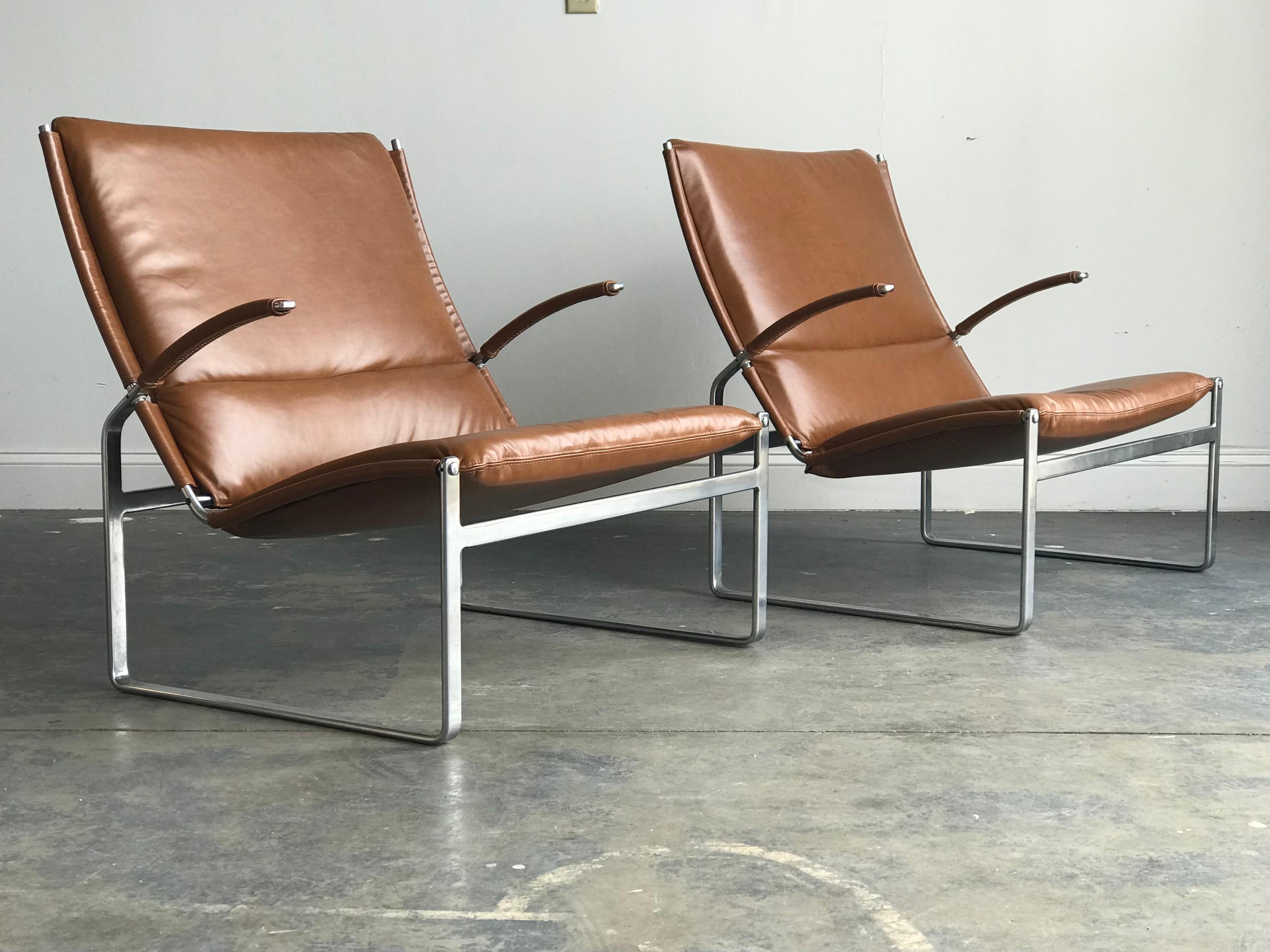 Preben Fabricius and Jørgen Kastholm Lounge Chairs, Model FK81 In Good Condition In St.Petersburg, FL