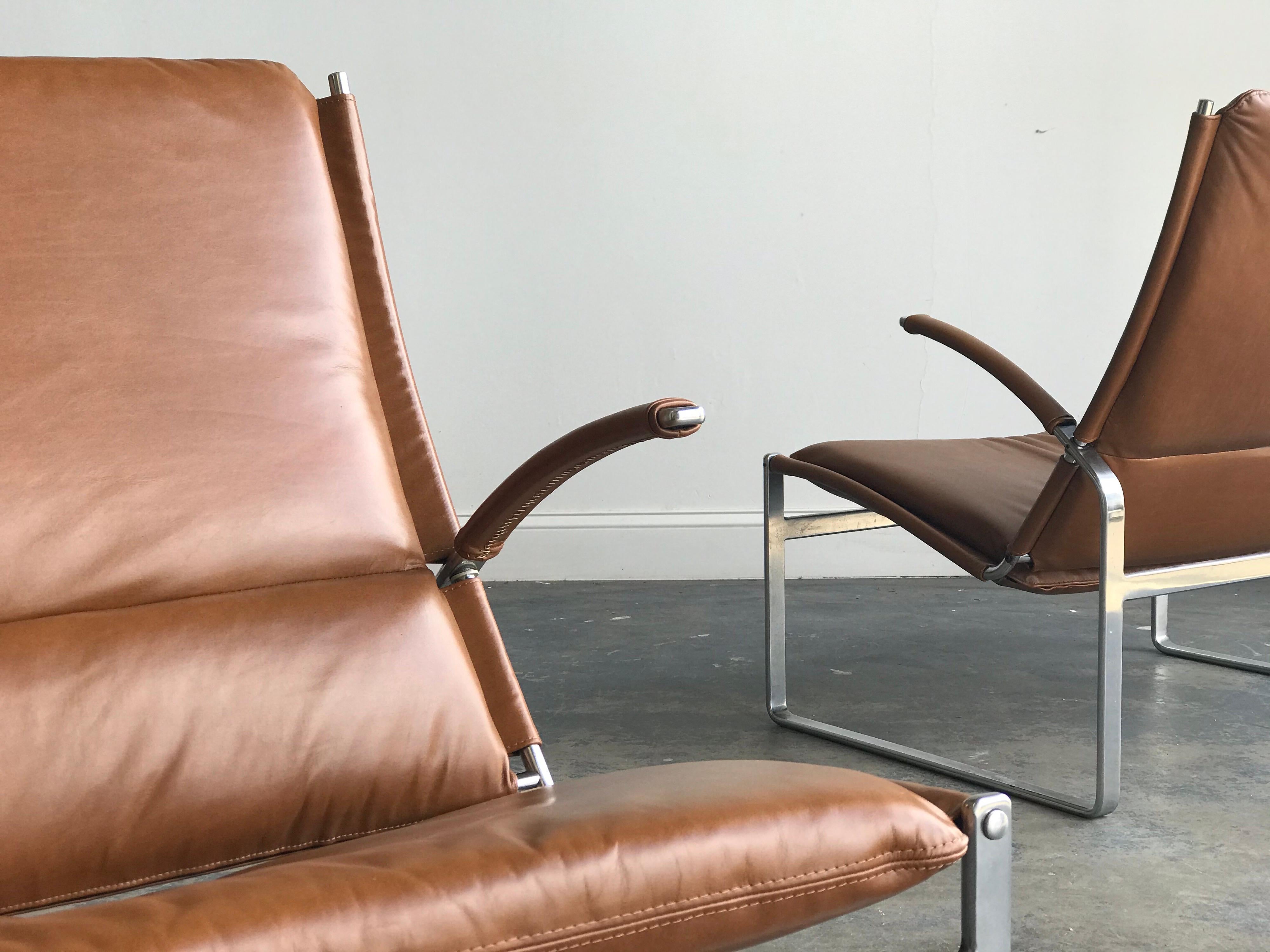 Mid-20th Century Preben Fabricius and Jørgen Kastholm Lounge Chairs, Model FK81