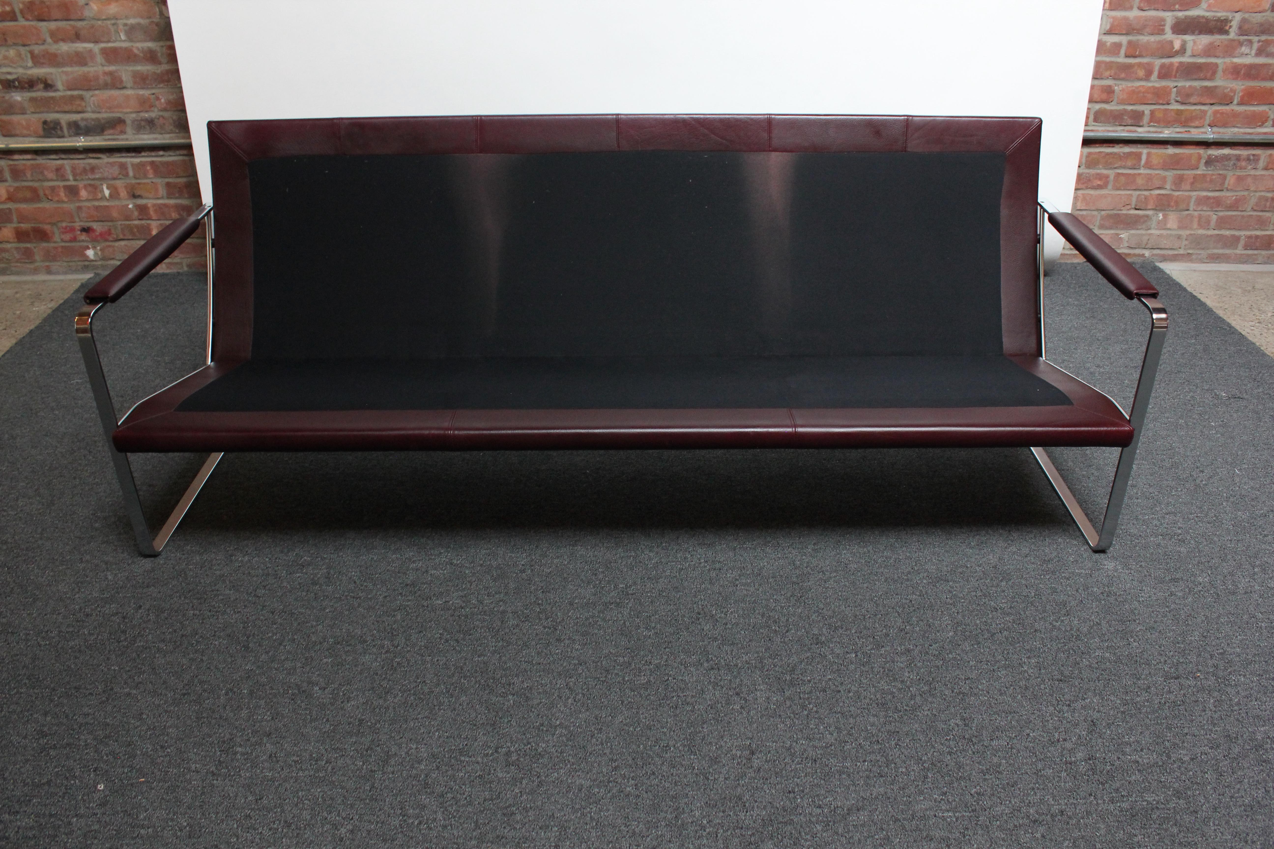 Sofa aus Leder und verchromtem Stahl von Preben Fabricius für Walter Knoll Cordovan  im Angebot 4