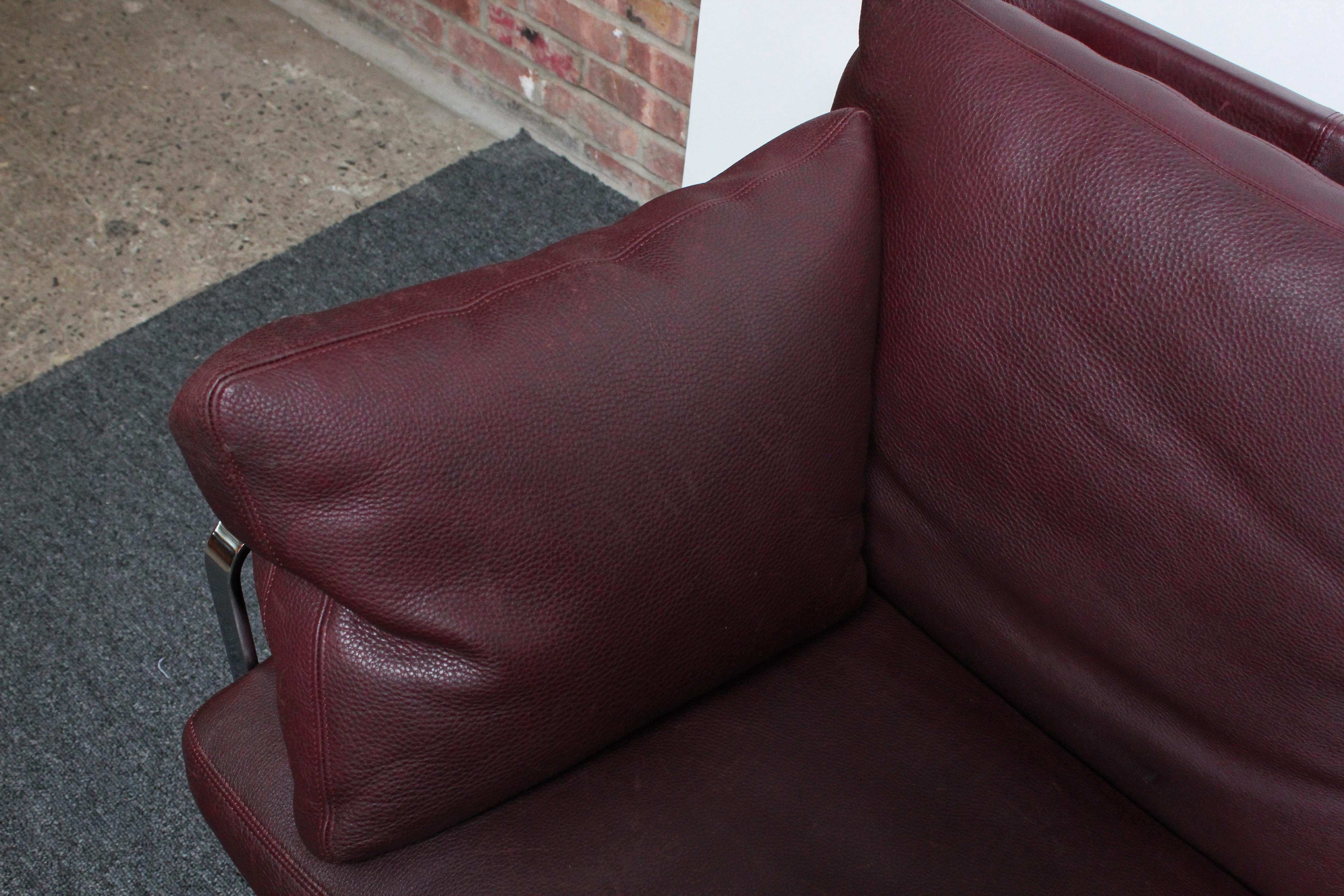 Preben Fabricius per Walter Knoll Divano in pelle cordovan e acciaio cromato in vendita 6