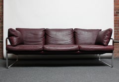 Sofa aus Leder und verchromtem Stahl von Preben Fabricius für Walter Knoll Cordovan