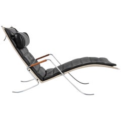 Preben Fabricius & J.Kastholm F K 87 Grasshopper Black Chaise Lounge