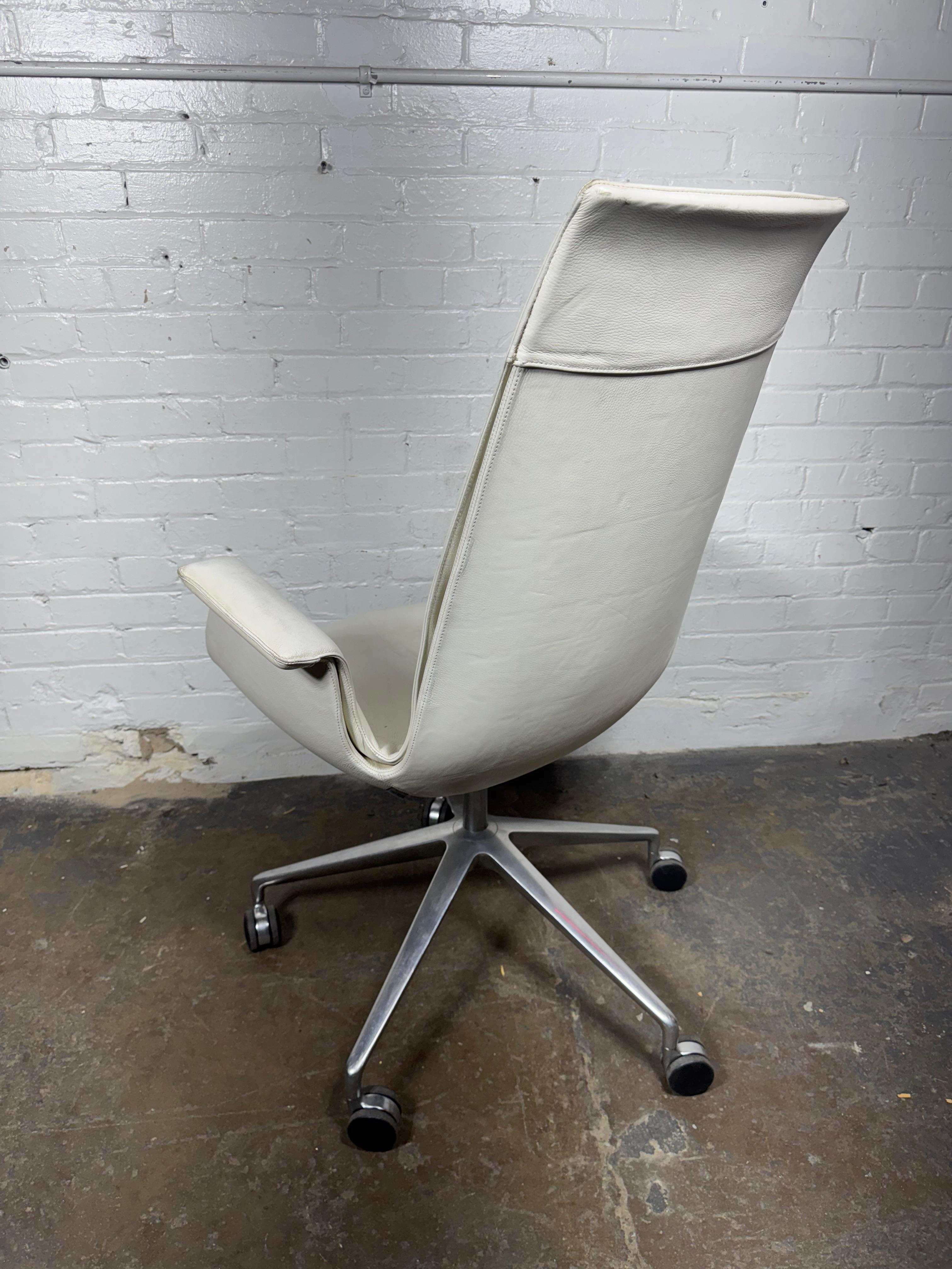 Mid-Century Modern Preben Fabricius & Jorgen Kastholm Bird Chair/ 1960's , White Leather For Sale