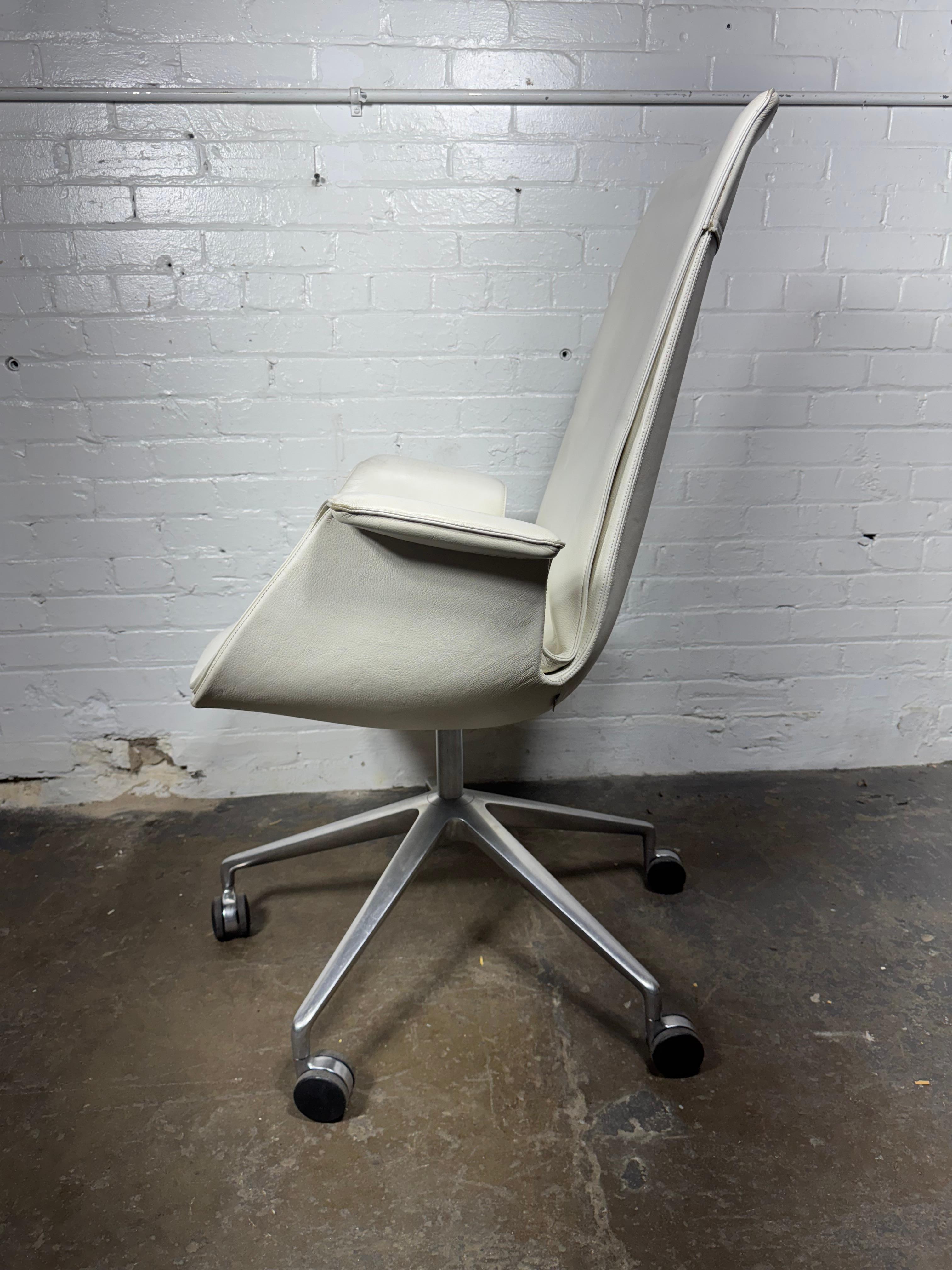 German Preben Fabricius & Jorgen Kastholm Bird Chair/ 1960's , White Leather For Sale