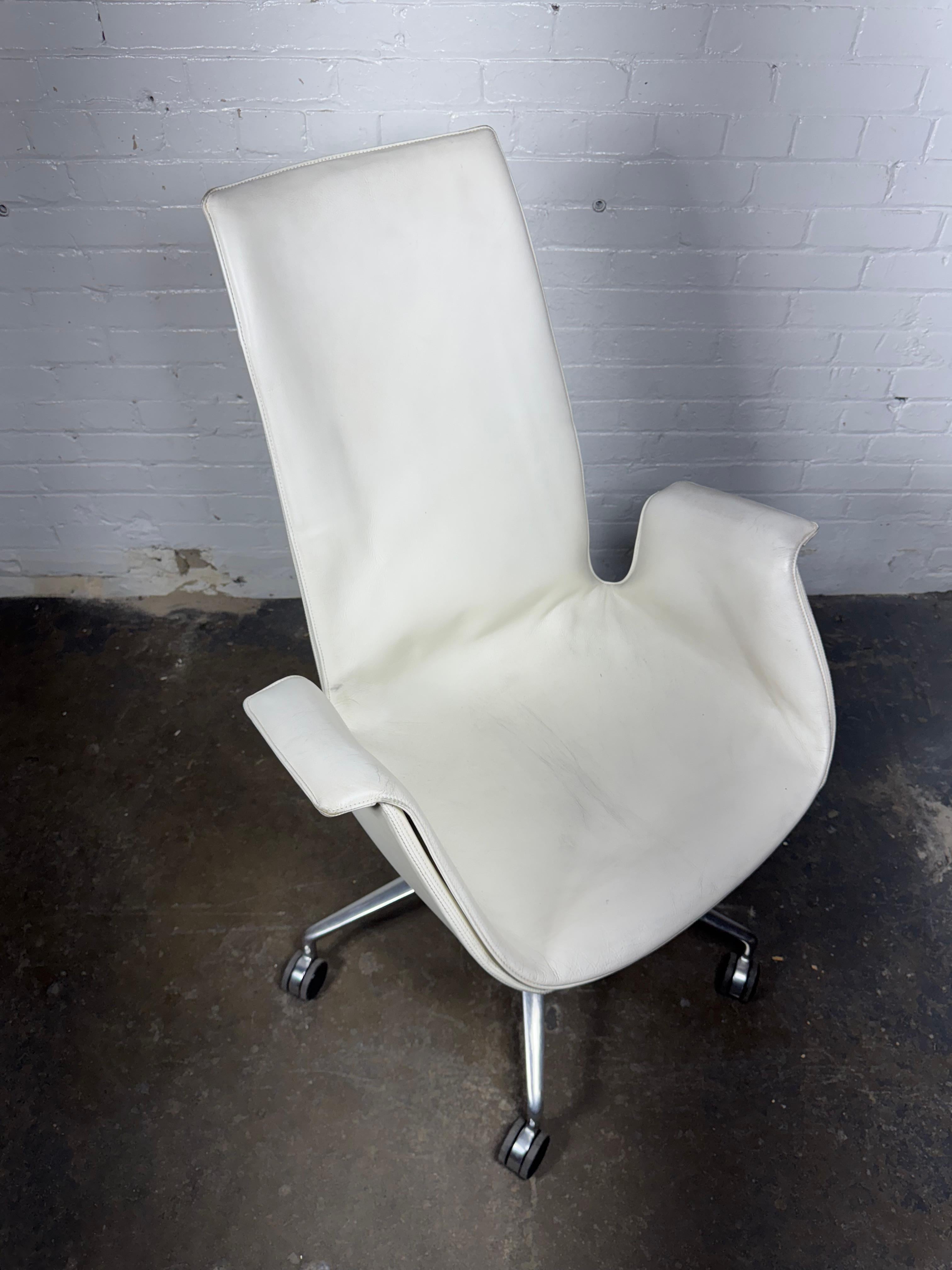 Metal Preben Fabricius & Jorgen Kastholm Bird Chair/ 1960's , White Leather For Sale