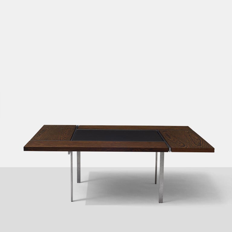 A rare Model BO 750 coffee table made of wenge, slate, and matte chrome-plated steel frame, produced by BO-EX.
