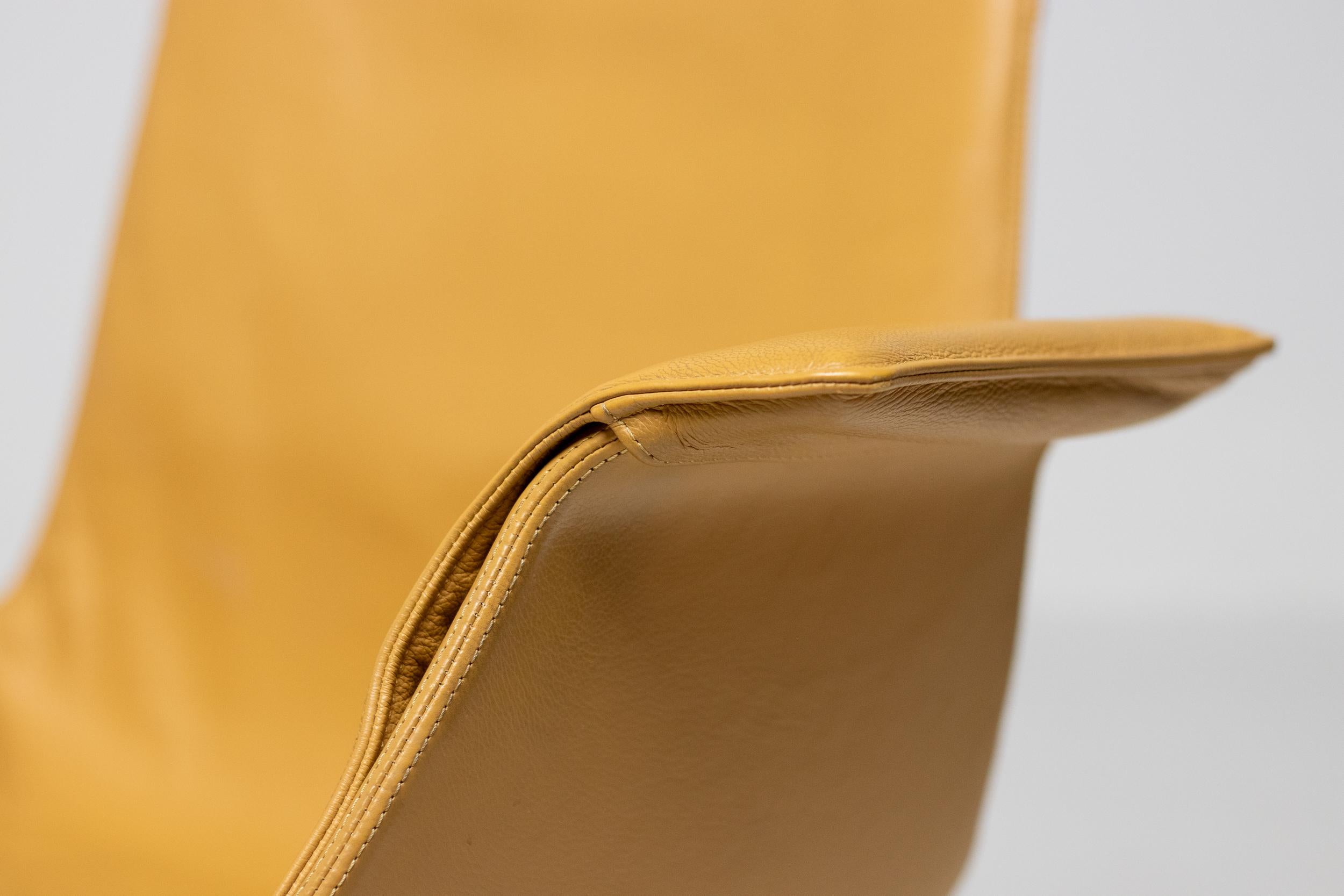 Scandinavian Modern Preben Fabricius & Jorgen Kastholm Cognac Leather Swivel FK Lounge Chair For Sale