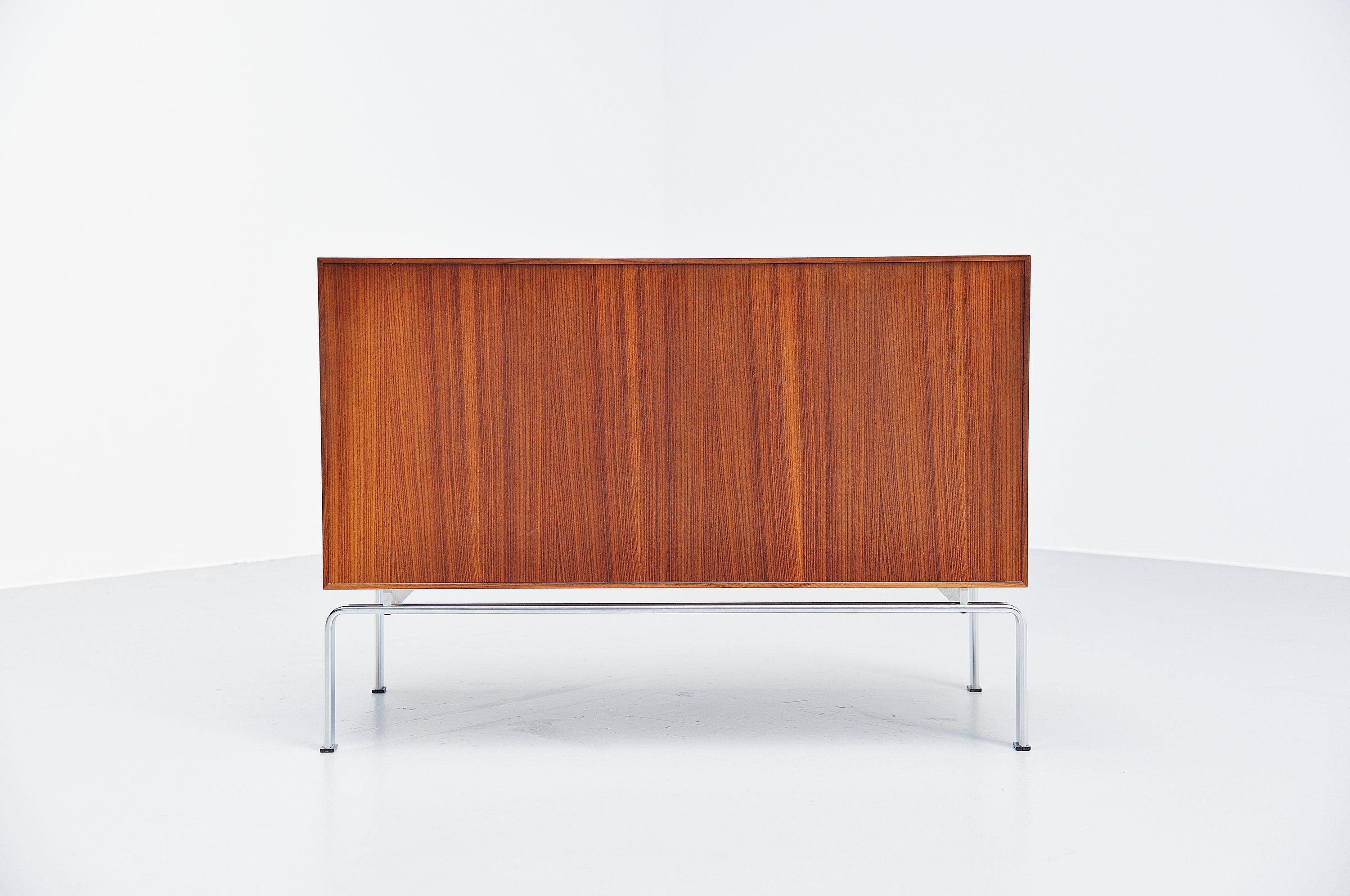 Storage cabinet model FK100 designed by designer Duo Preben Fabricius and Jorgen Kastholm and manufactured by Kill International, Germany, 1965. This is a rare early production, the cabinet is no longer produced in rosewood as rosewood is a