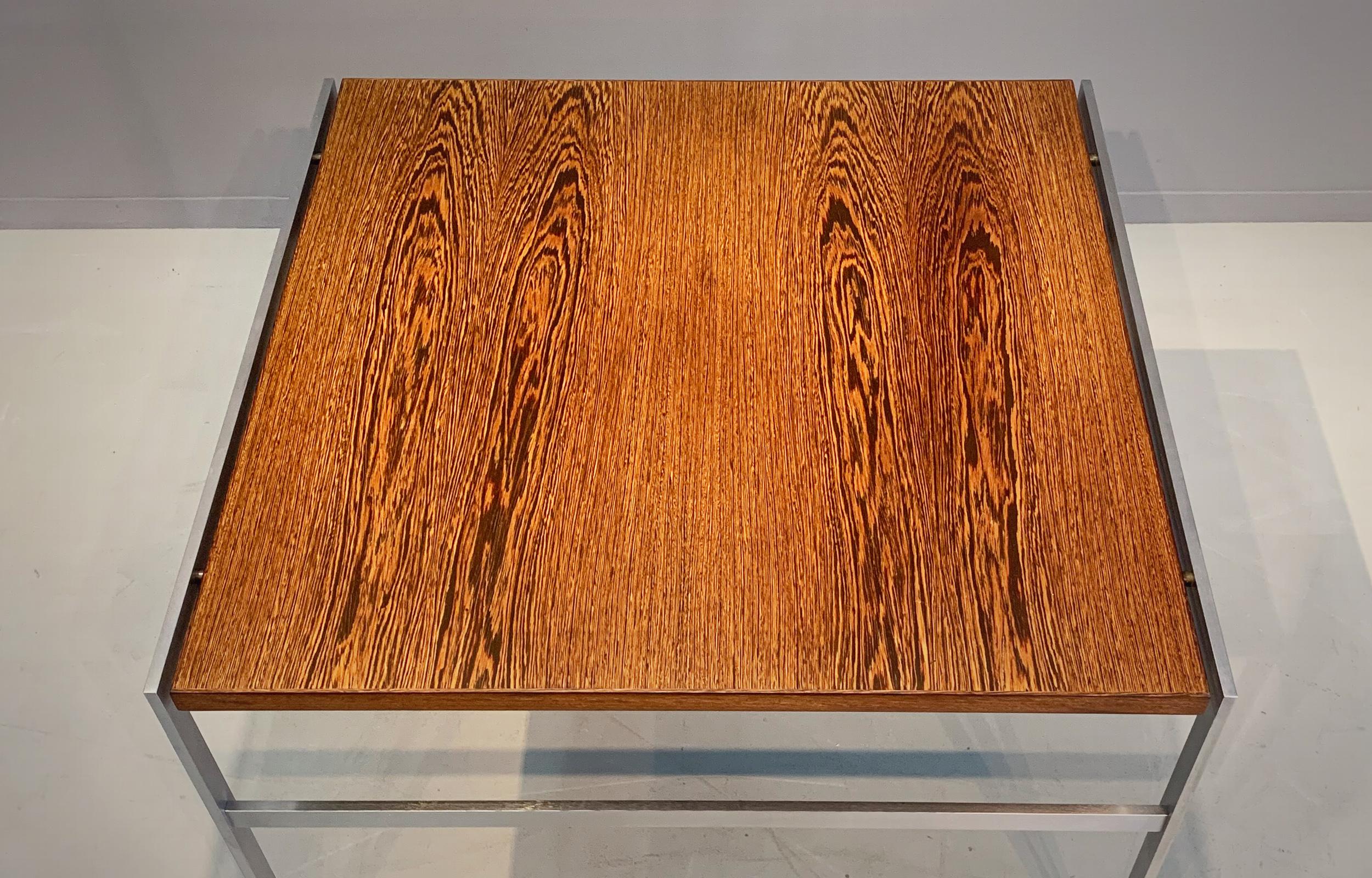 Preben Fabricius Jorgen Kastholm Side Coffee Table Wengé Wood Steel Modern Bo-Ex For Sale 2