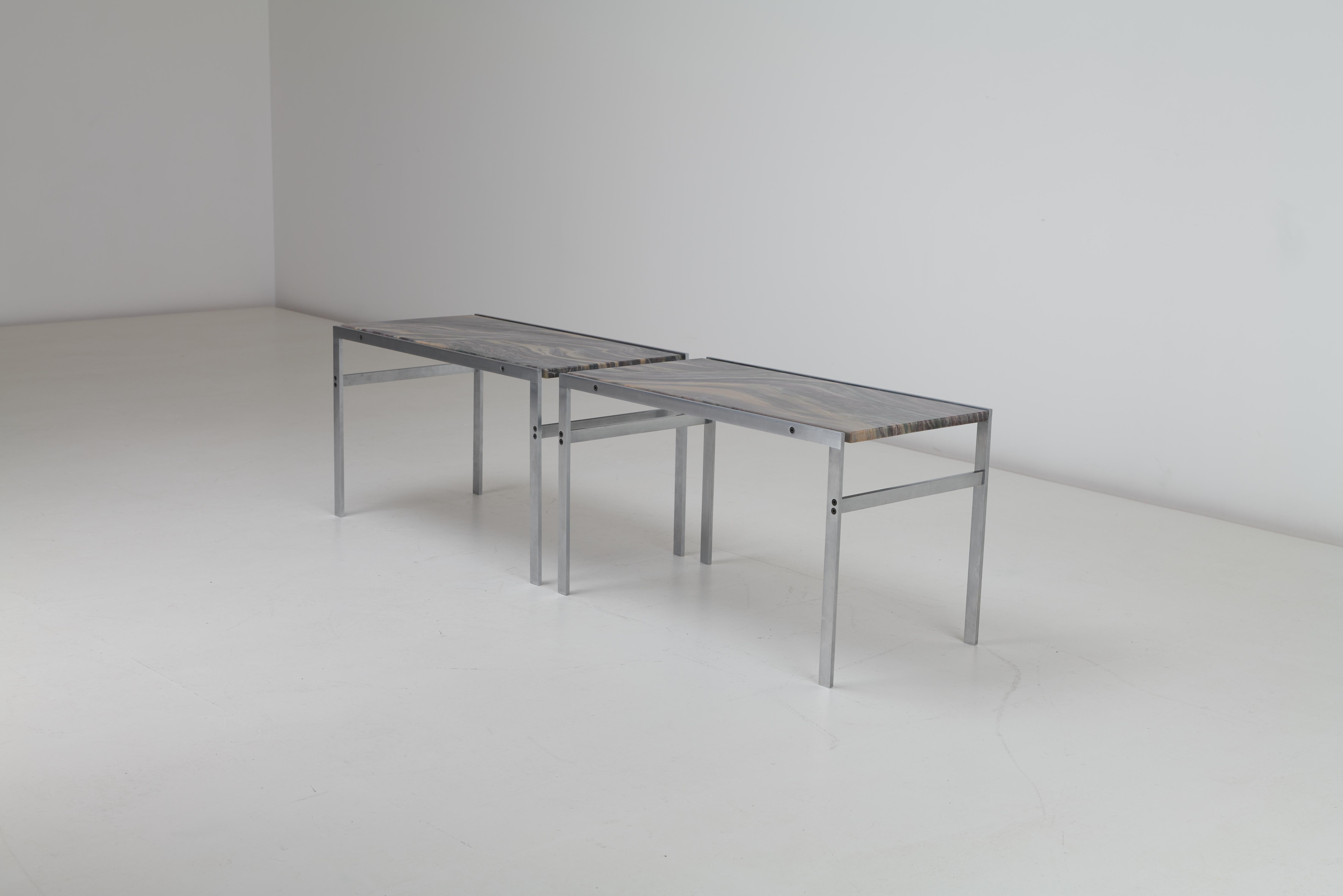 Danois Tables en acier et quartzite Preben Fabricius, Jorgen Kastholm pour Bo-Ex BO 551 en vente