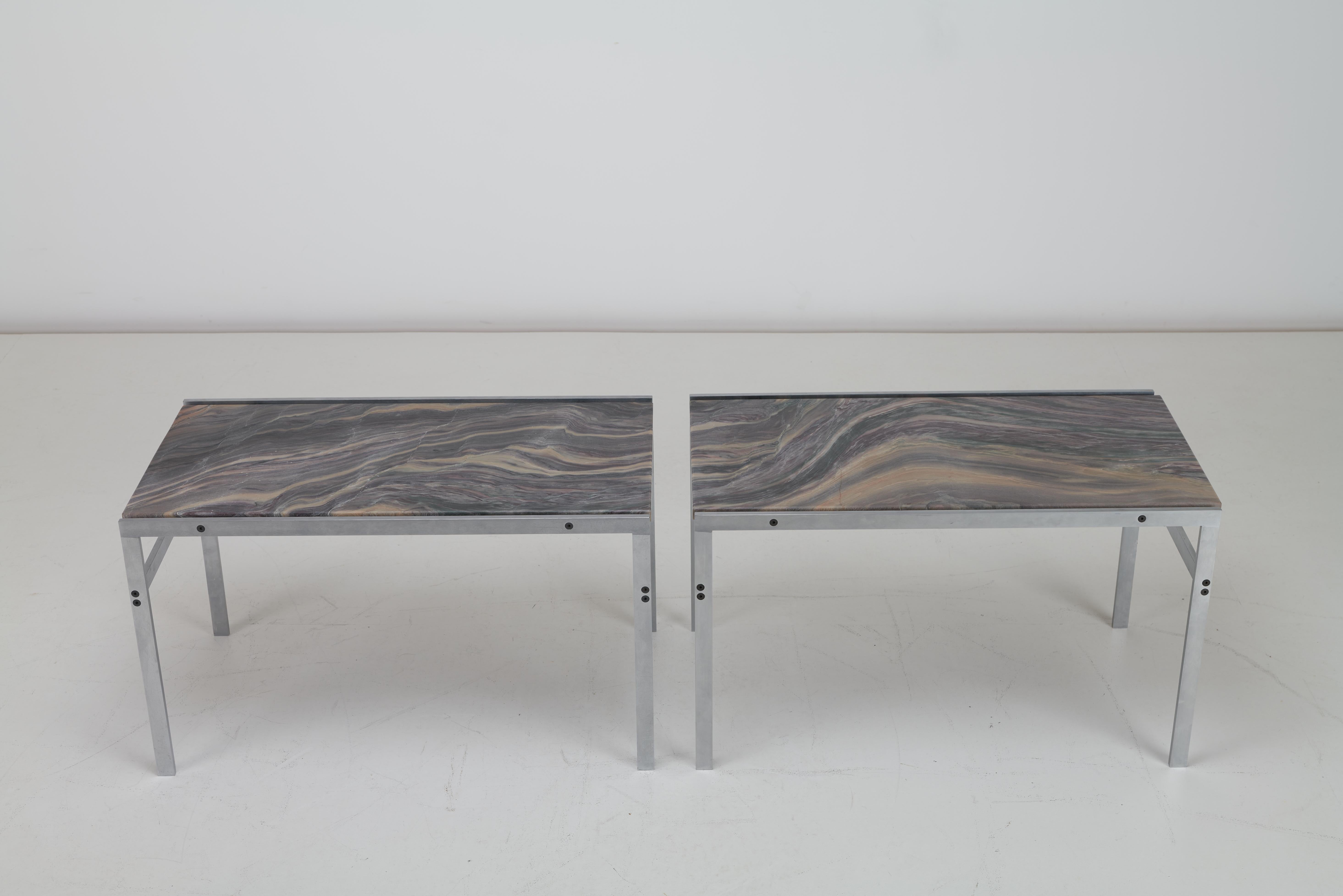 20ième siècle Tables en acier et quartzite Preben Fabricius, Jorgen Kastholm pour Bo-Ex BO 551 en vente