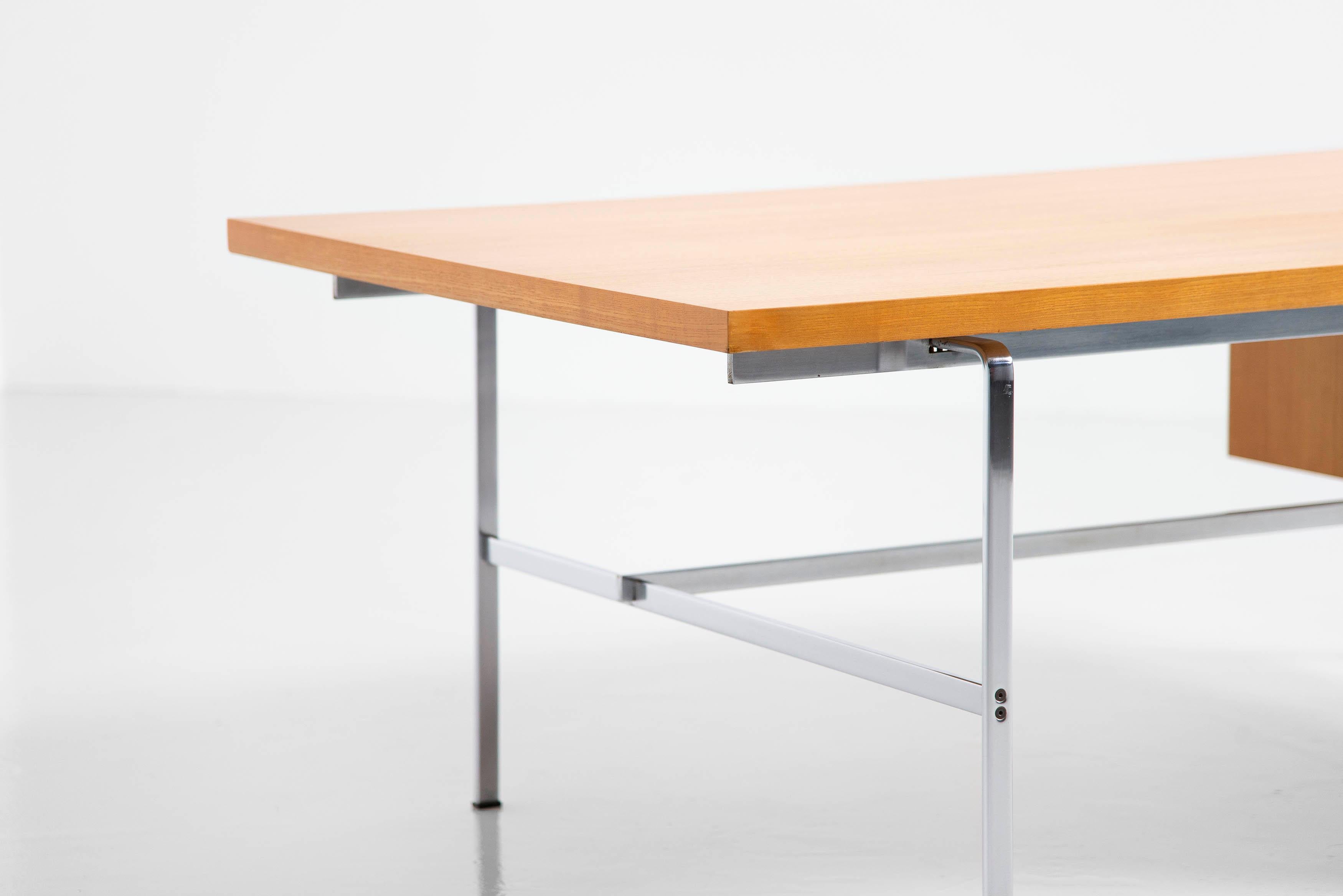 Large conference desk model ST196 designed by the duo Preben Fabricius and Jorgen Kastholm and manufactured by Kill International, Germany 1962. The use of different materials but fully in contrast with each other, make this desk special and still