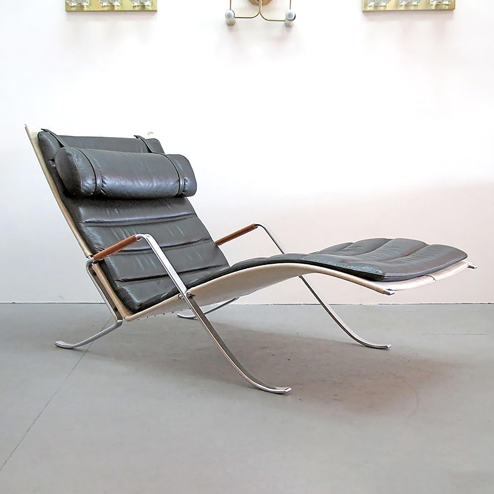 Preben Fabricius Jørgen Kastholm FK 87 'Grasshopper' Chaise Longue (Skandinavische Moderne) im Angebot