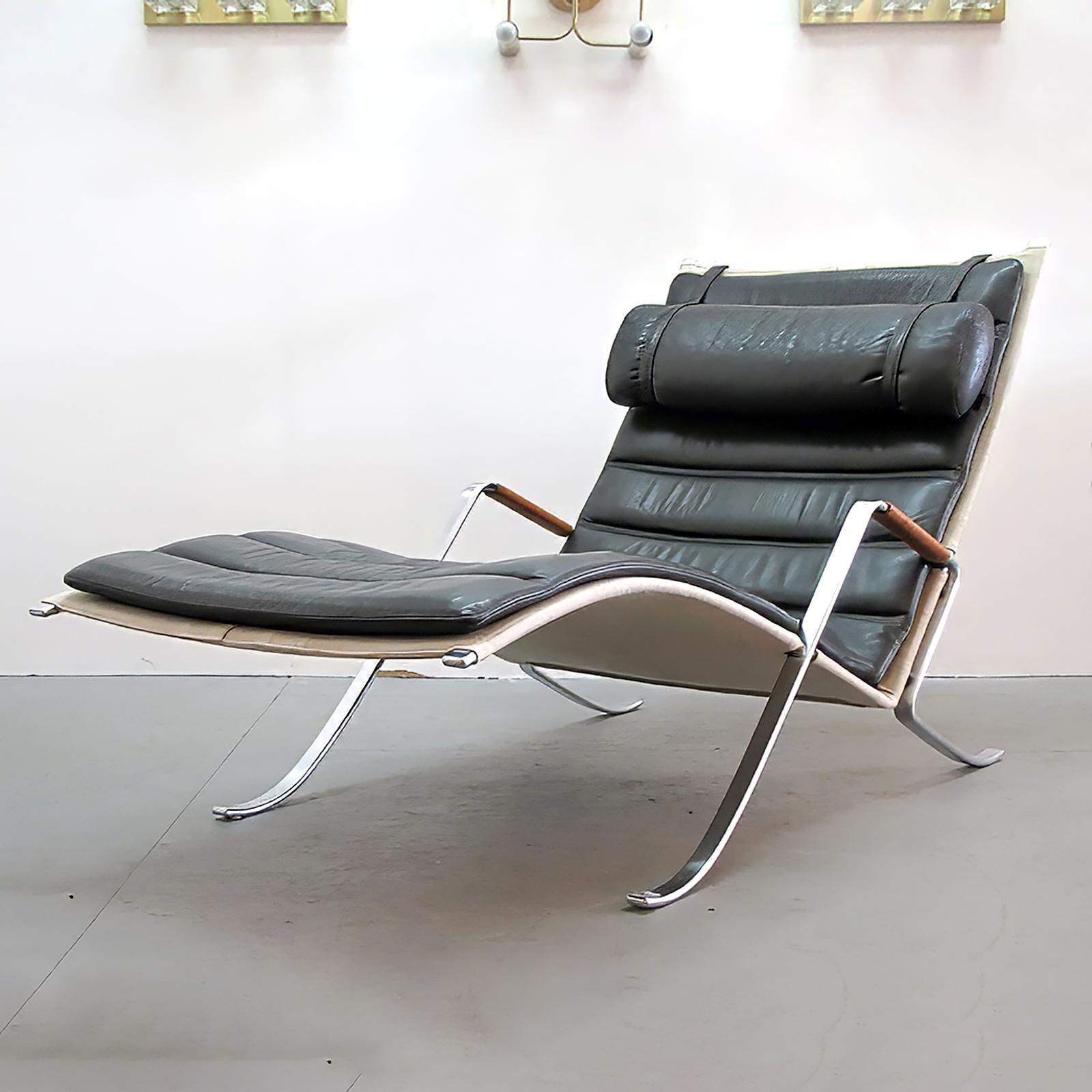 Preben Fabricius Jørgen Kastholm FK 87 'Grasshopper' Chaise Longue im Zustand „Gut“ im Angebot in Los Angeles, CA