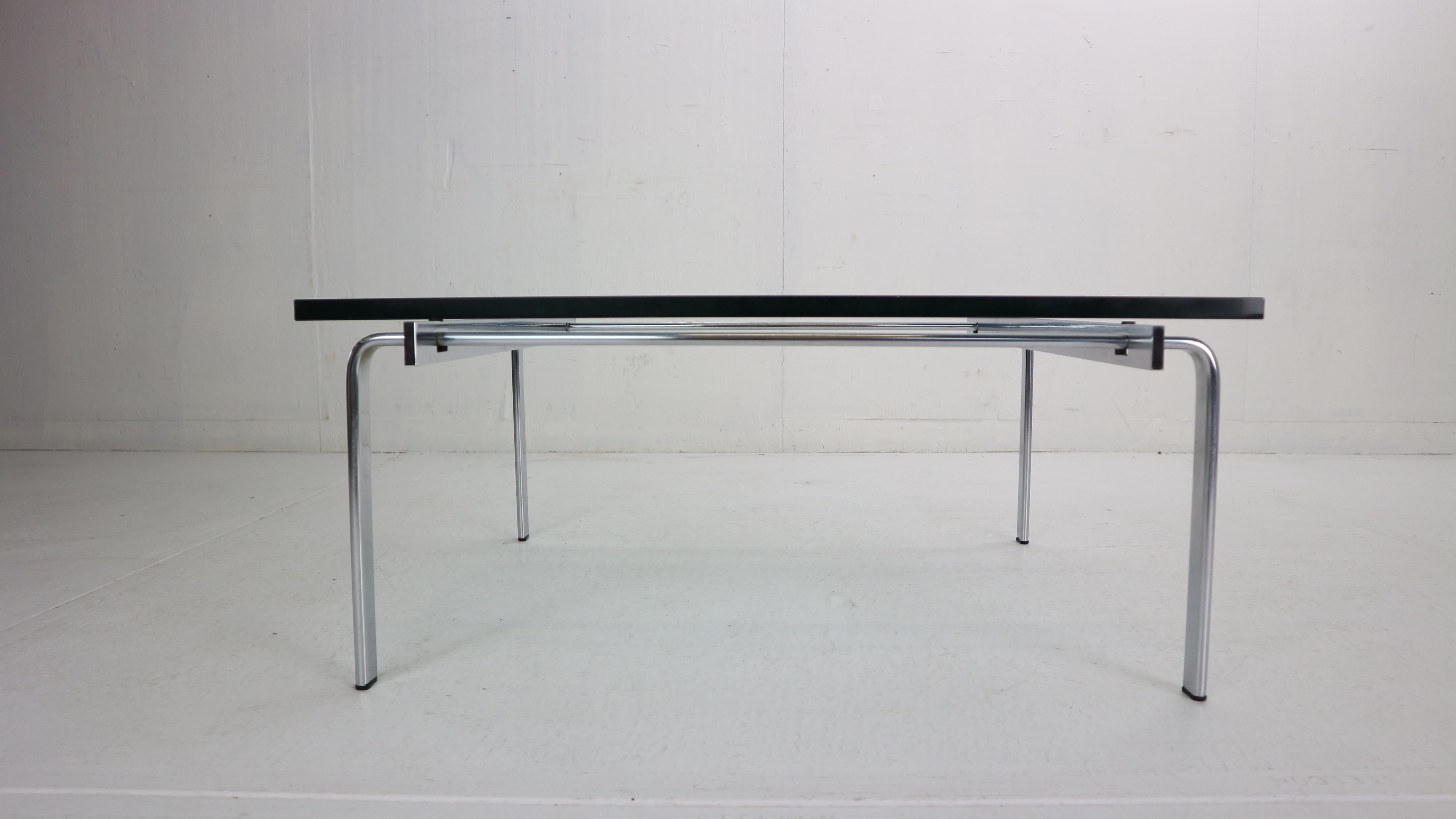 Coffee table designed by Preben Fabricius and Jørgen Kastholm in 1973 and produced by the Alfred Kill International factory in Germany, circa 1970s.
Model- FK90.
Coffee table is made of chrome-plated steel frame & thick glass top, the glass top