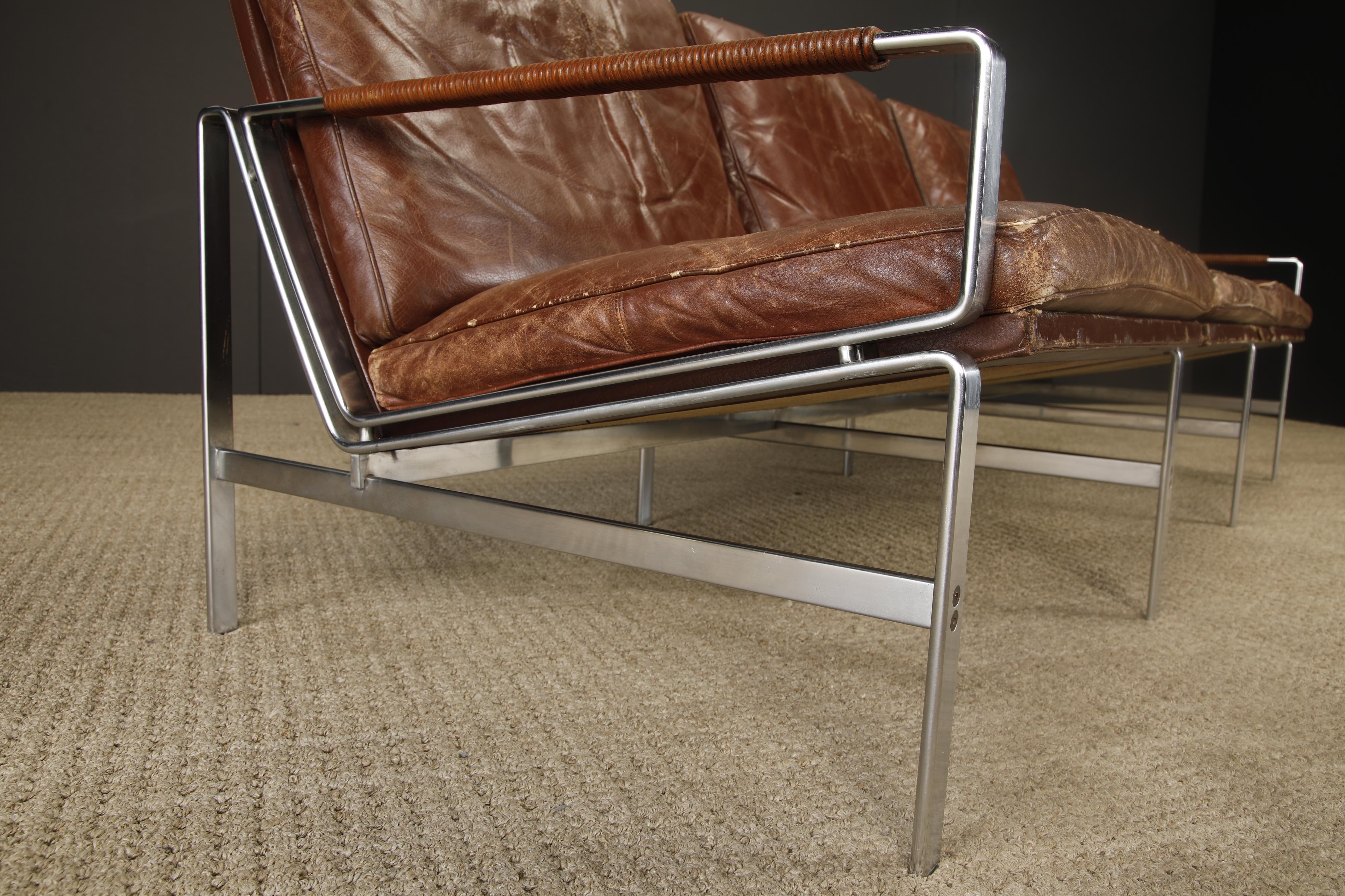 Steel Preben Fabricius & Jørgen Kastholm for Alfred Kill 'FK-6720' Leather Sofa, 1960s For Sale