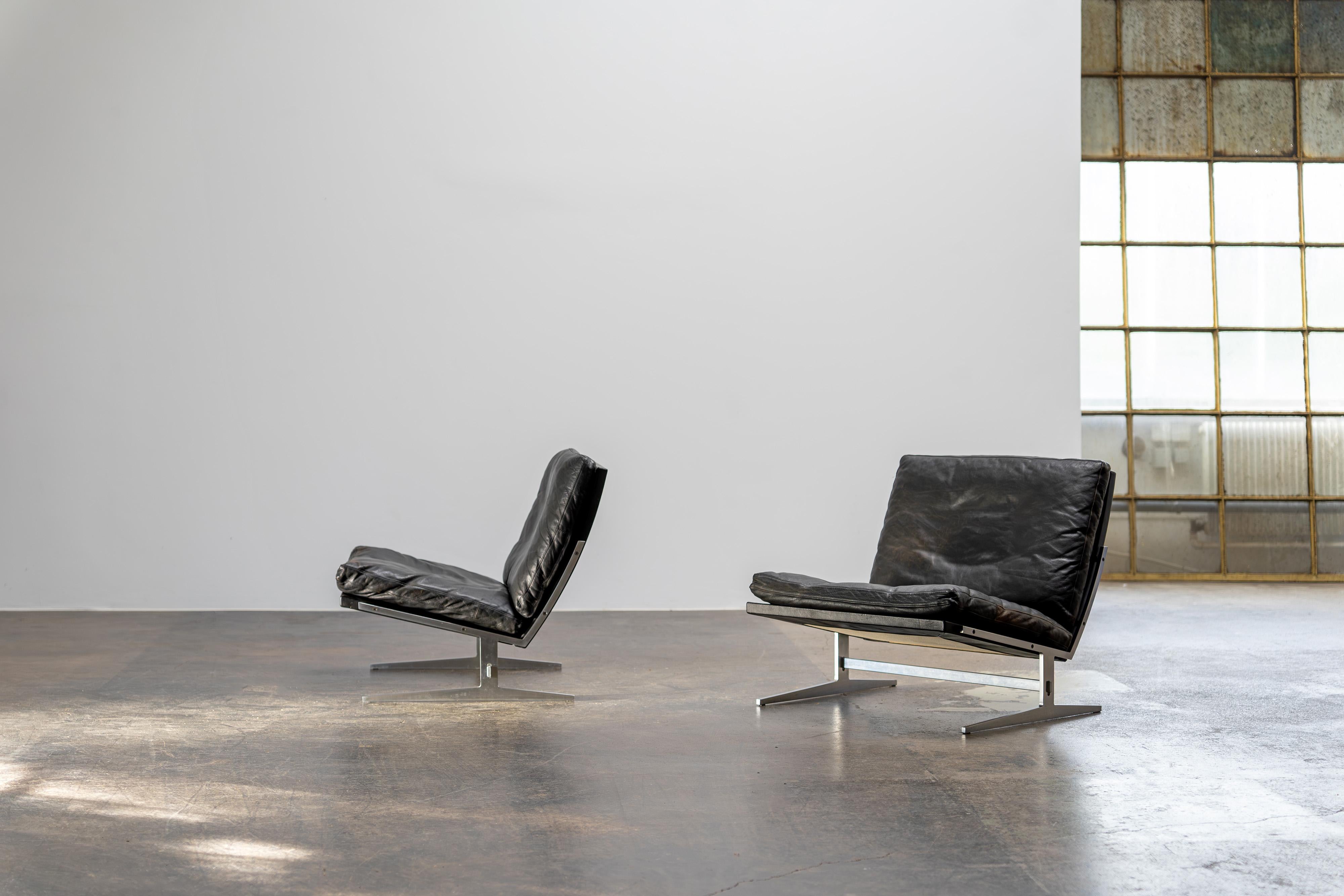 Preben Fabricius & Jørgen Kastholm - Leder-Lounge-Stühle BoEX, BO-561, 1963 (Dänisch) im Angebot