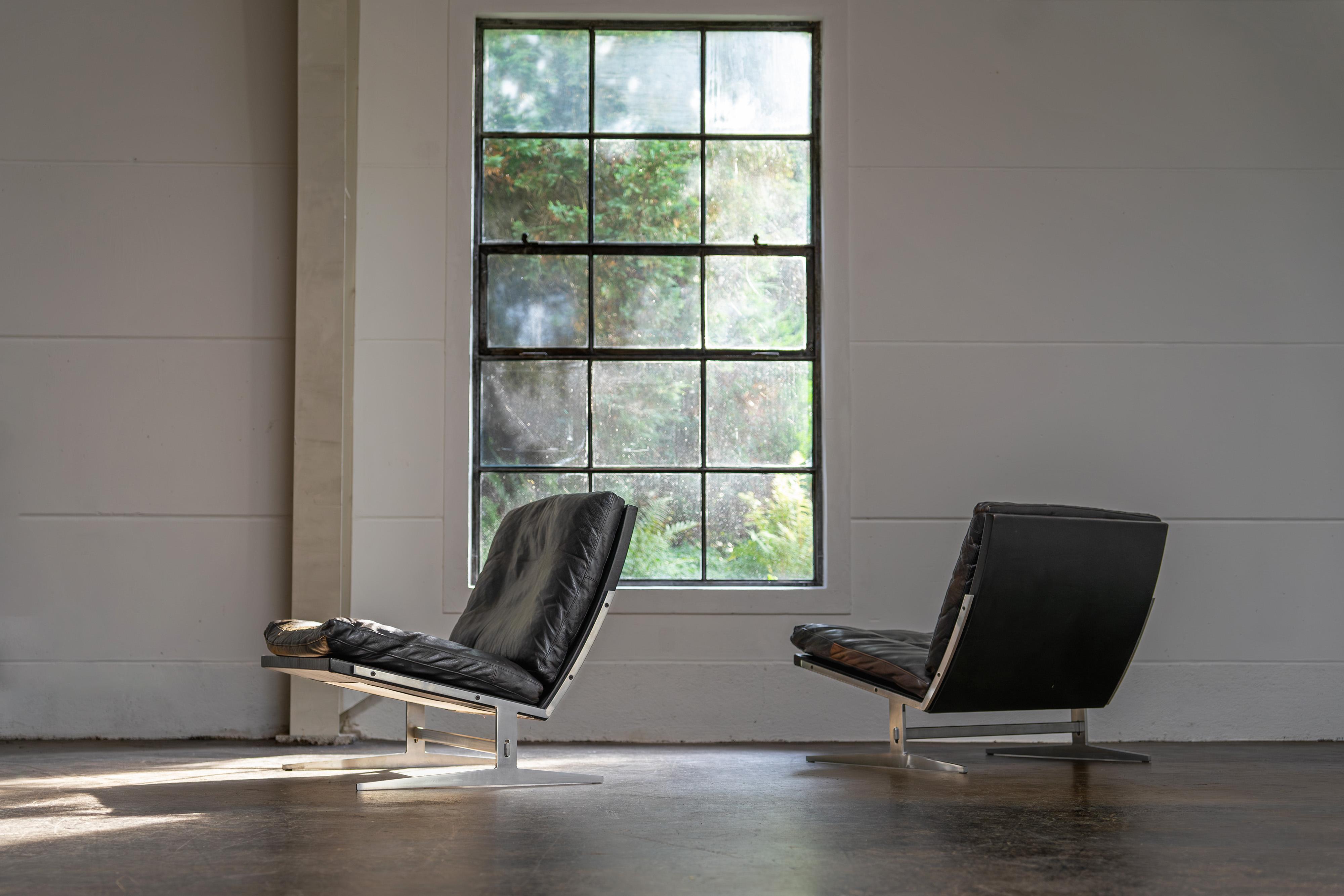 Preben Fabricius & Jørgen Kastholm - Leder-Lounge-Stühle BoEX, BO-561, 1963 im Zustand „Gut“ im Angebot in Rosendahl, DE