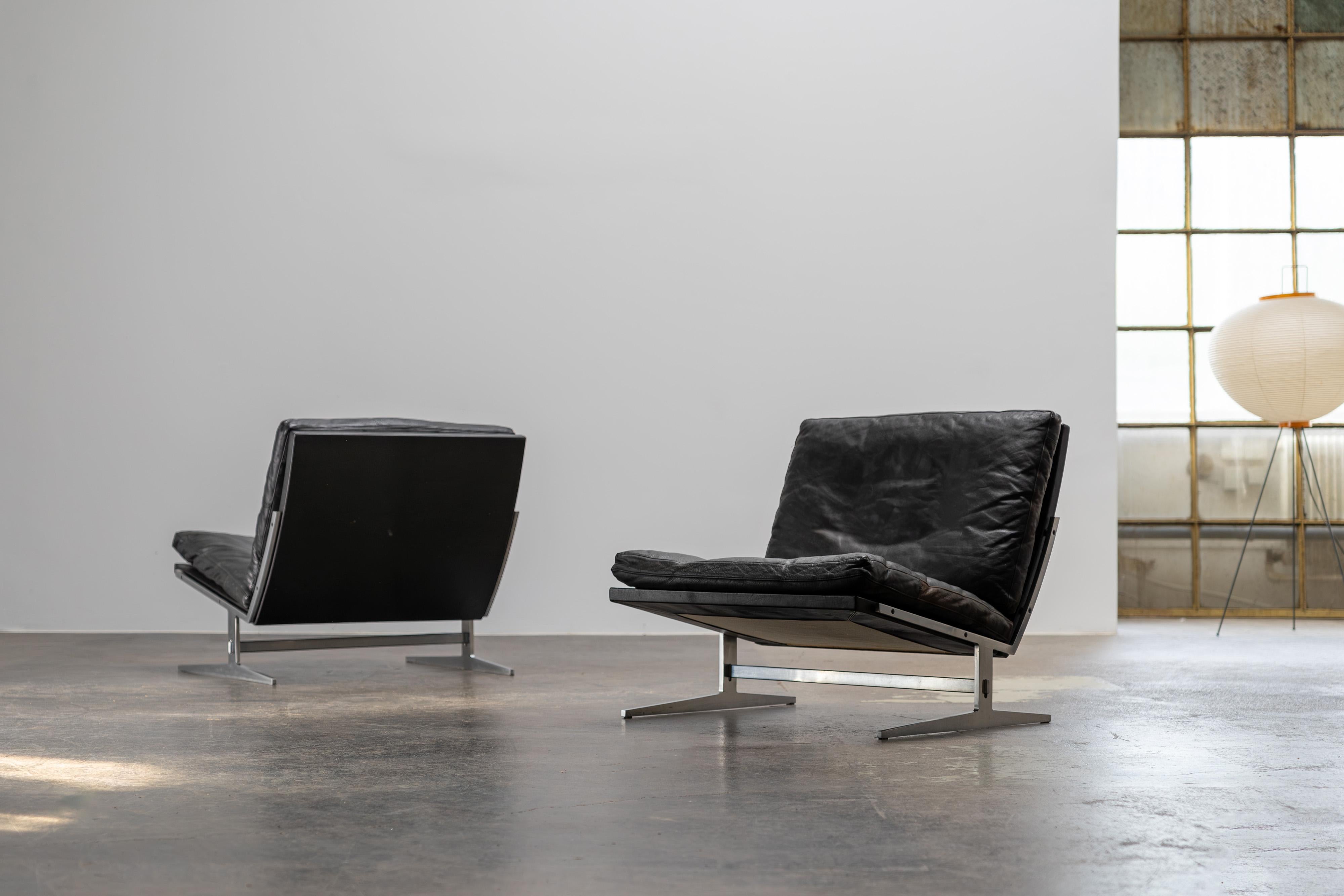 Preben Fabricius & Jørgen Kastholm - Leder-Lounge-Stühle BoEX, BO-561, 1963 (Stahl) im Angebot