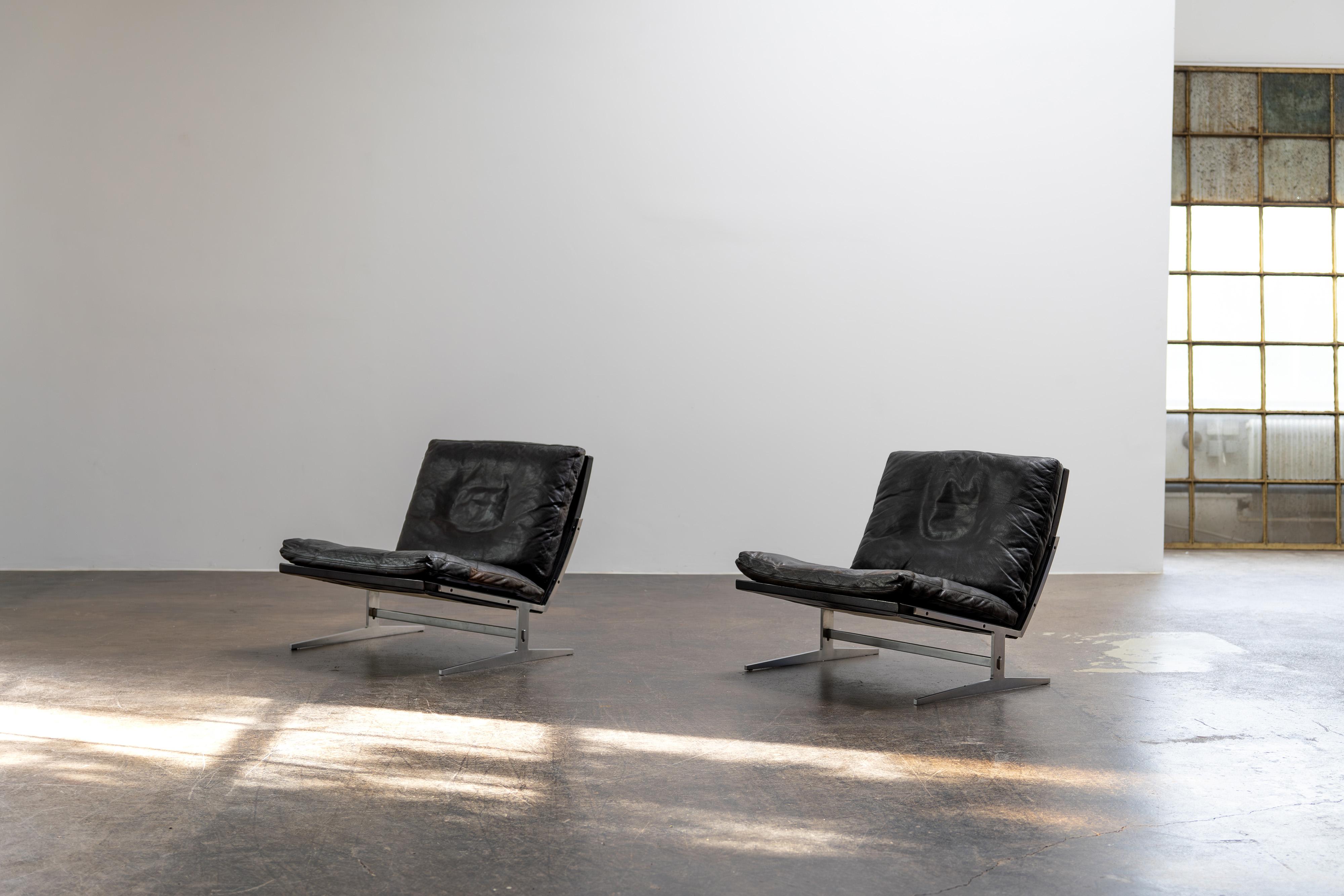 Preben Fabricius & Jørgen Kastholm - Leder-Lounge-Stühle BoEX, BO-561, 1963 im Angebot 1
