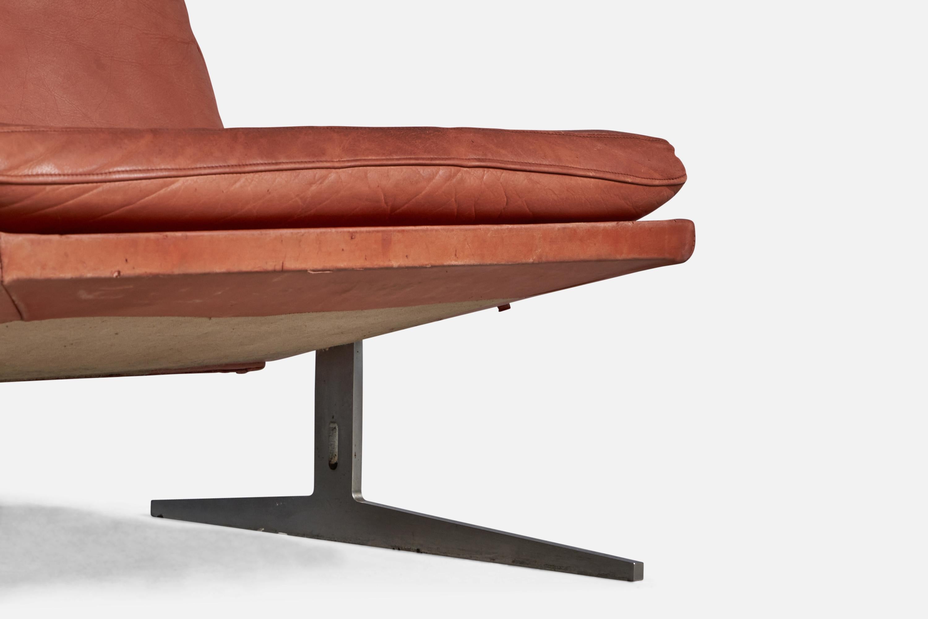 Mid-20th Century Preben Fabricius & Jørgen Kastholm, Lounge Chairs, Leather, Steel, Denmark 1960s For Sale