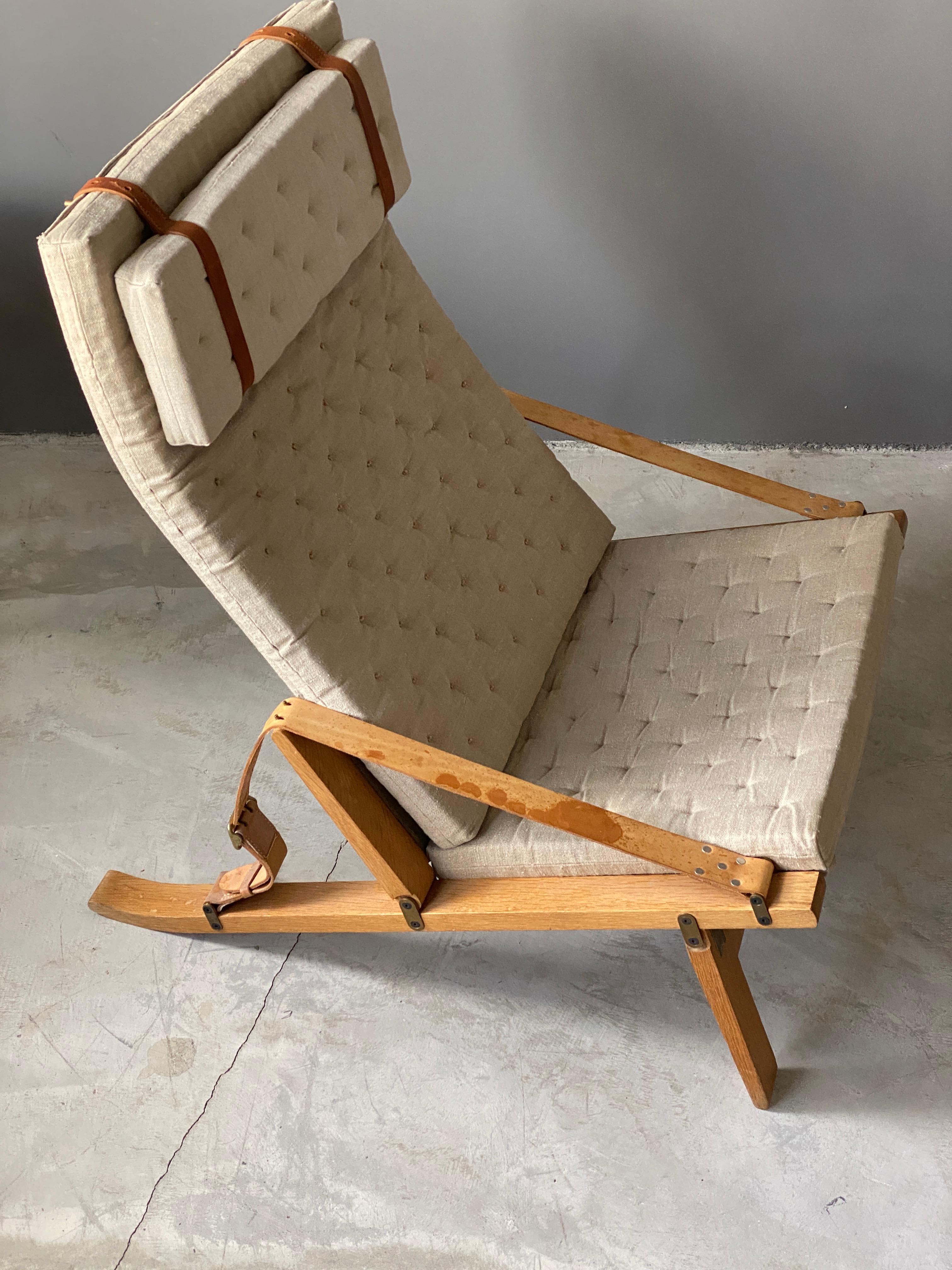 Danish Preben Fabricius & Jørgen Kastholm, Lounge Chairs, Oak, Brass, Fabric, Denmark