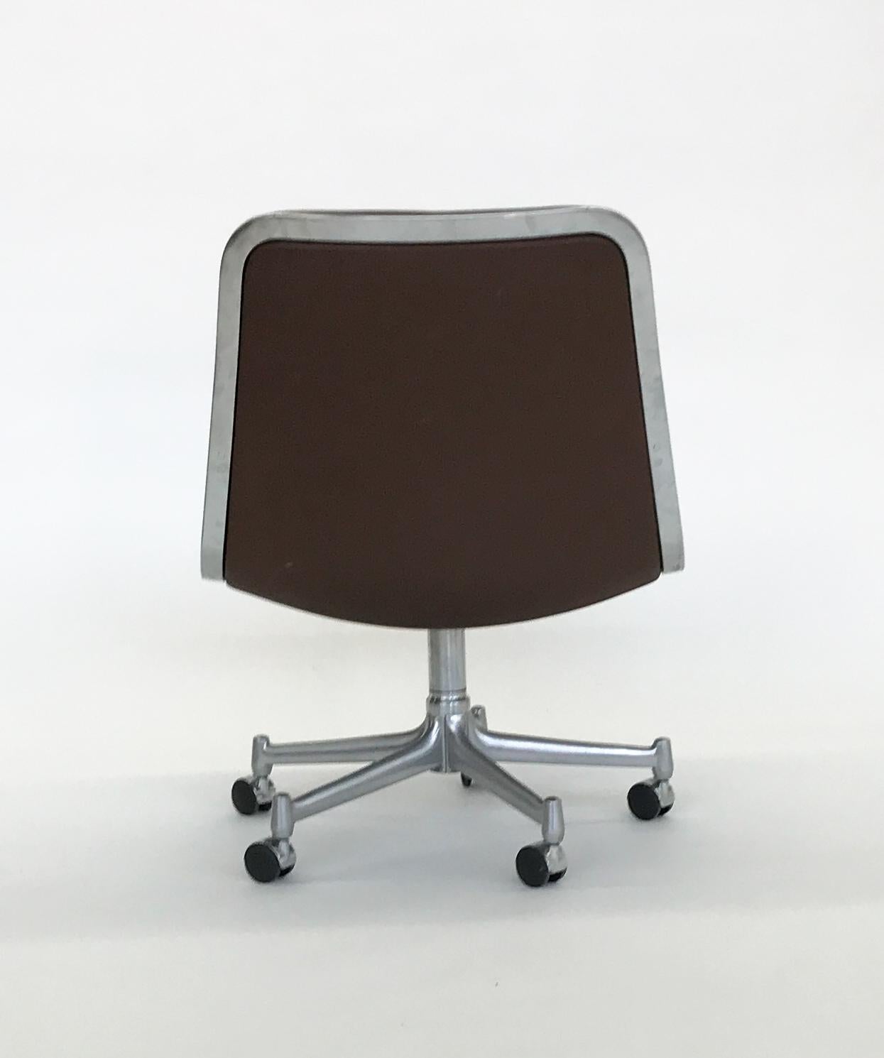 Preben Fabricius & Jørgen Kastholm Rollable Lounge Office Chair Brown Leather For Sale 6