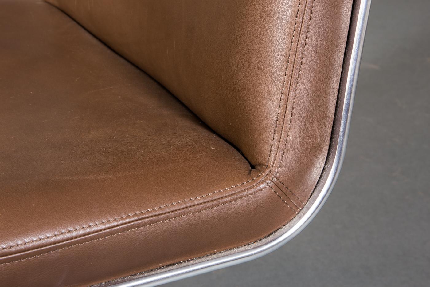 Preben Fabricius & Jørgen Kastholm Rollable Lounge Office Chair Brown Leather For Sale 8