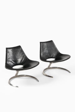 Preben Fabricius & Jørgen Kastholm Scimitar easy chairs Steel and Leather, 1960s