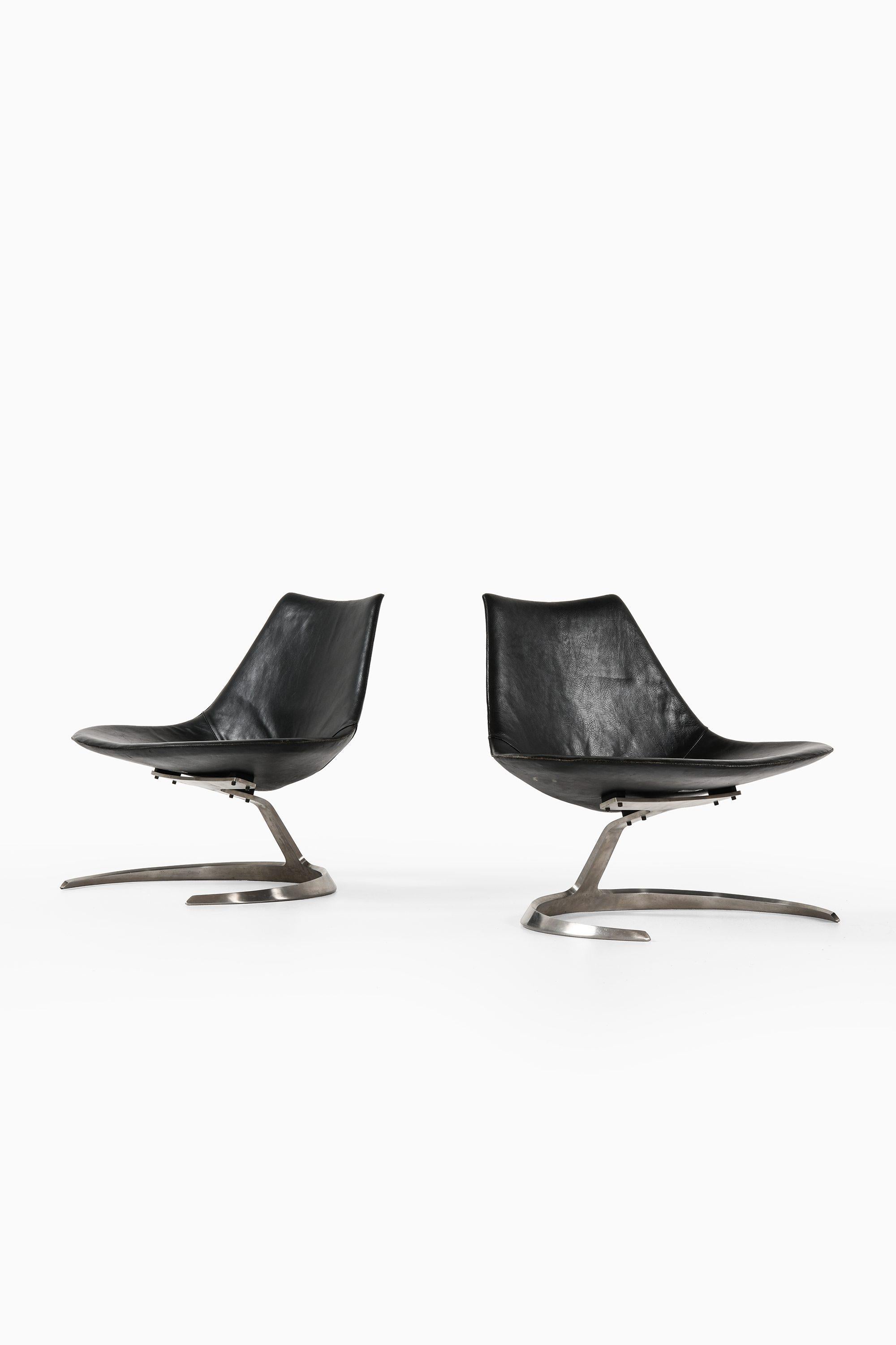 Preben Fabricius & Jørgen Kastholm Scimitar easy chairs Steel and Leather, 1960s For Sale 2