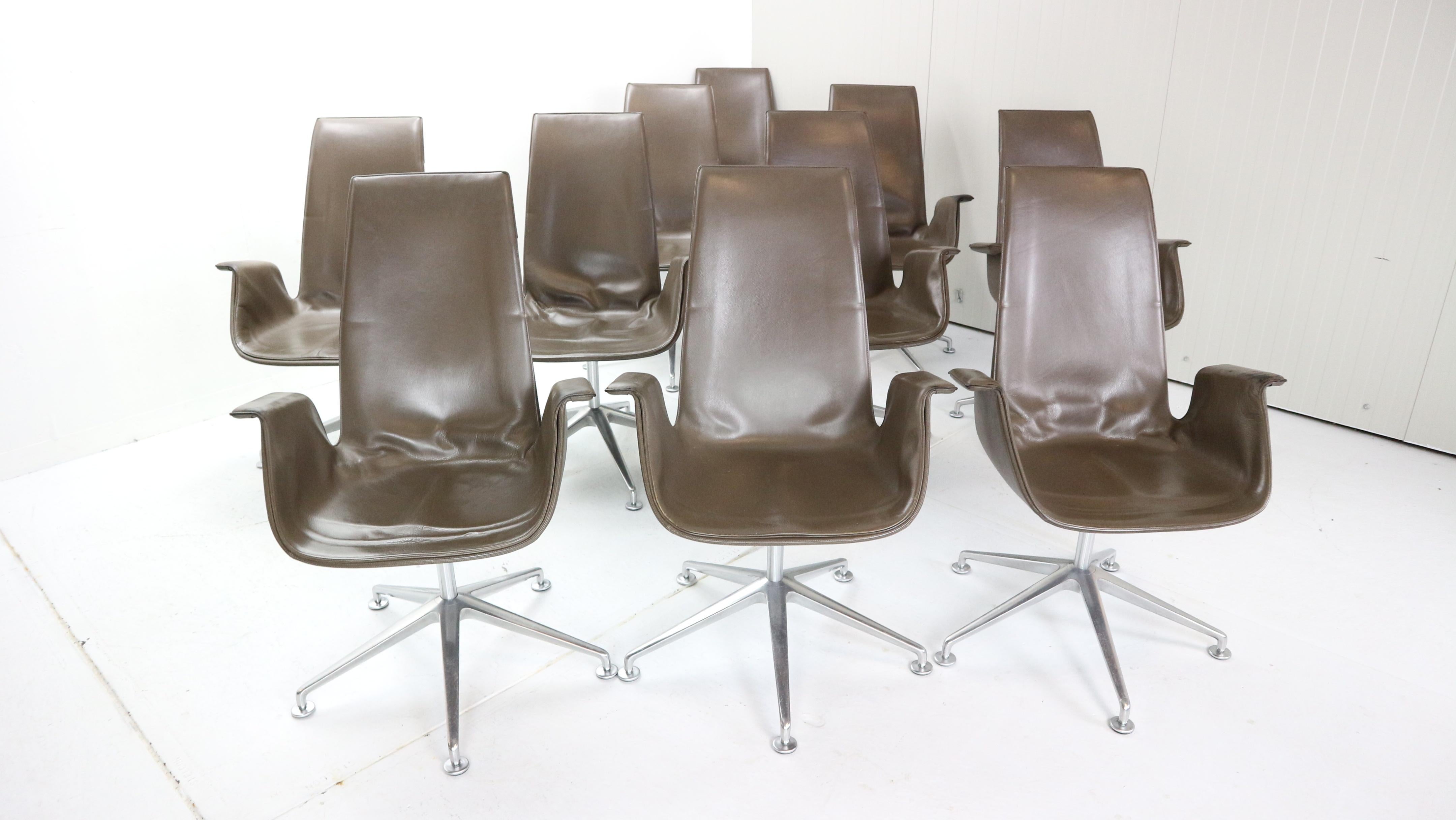 A set of 11 armchairs- office chairs designed by Preben Fabricius & Jørgen Kastholm for Walter Knool International manufacture in 1960s period, Denmark.
Model no: FK6725 as well as mostly called 