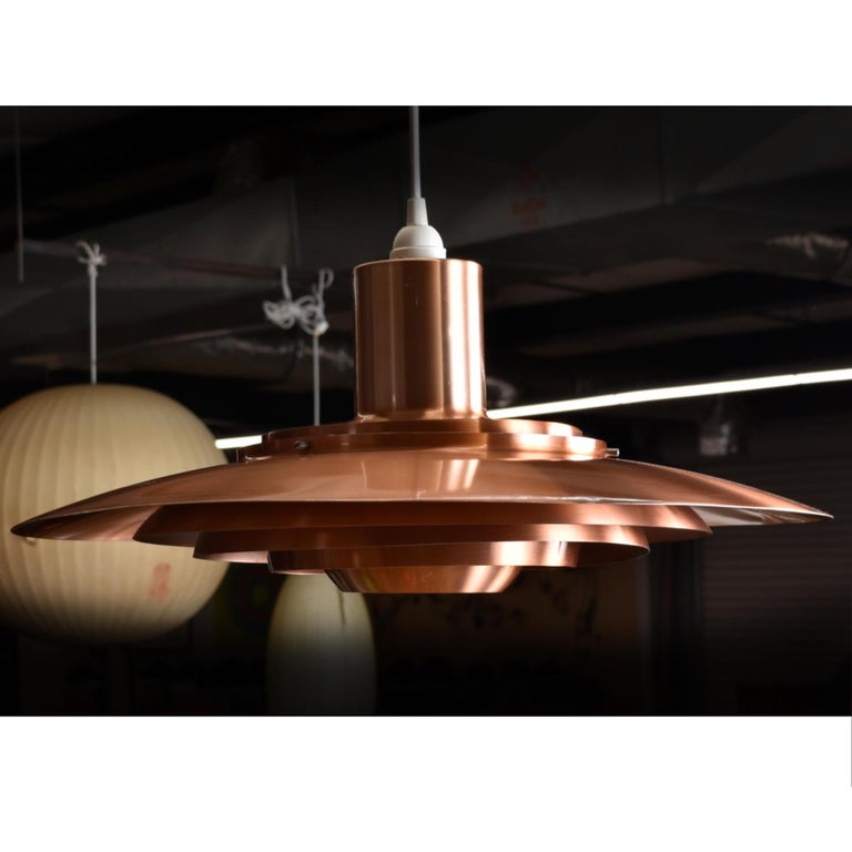 Preben Fabricius & Jørgen Kastholm Tiered Copper Danish Ceiling Pendant Light In Good Condition For Sale In Chattanooga, TN