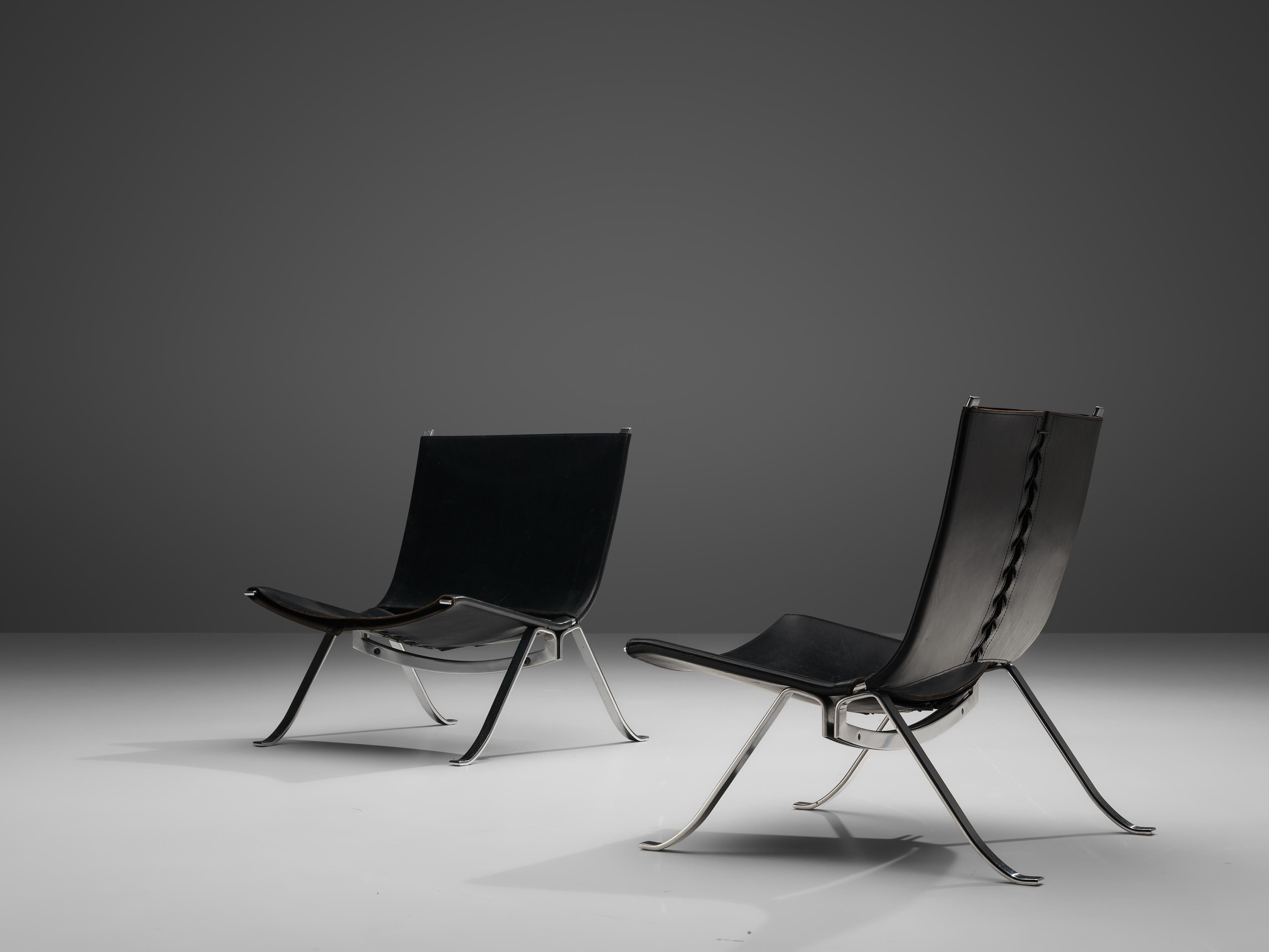 Preben Fabricius Set of Two Lounge Chairs in Black Leather 3