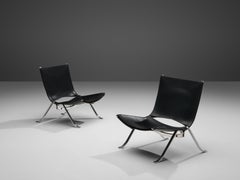 Preben Fabricius Set of Two Lounge Chairs in Black Leather