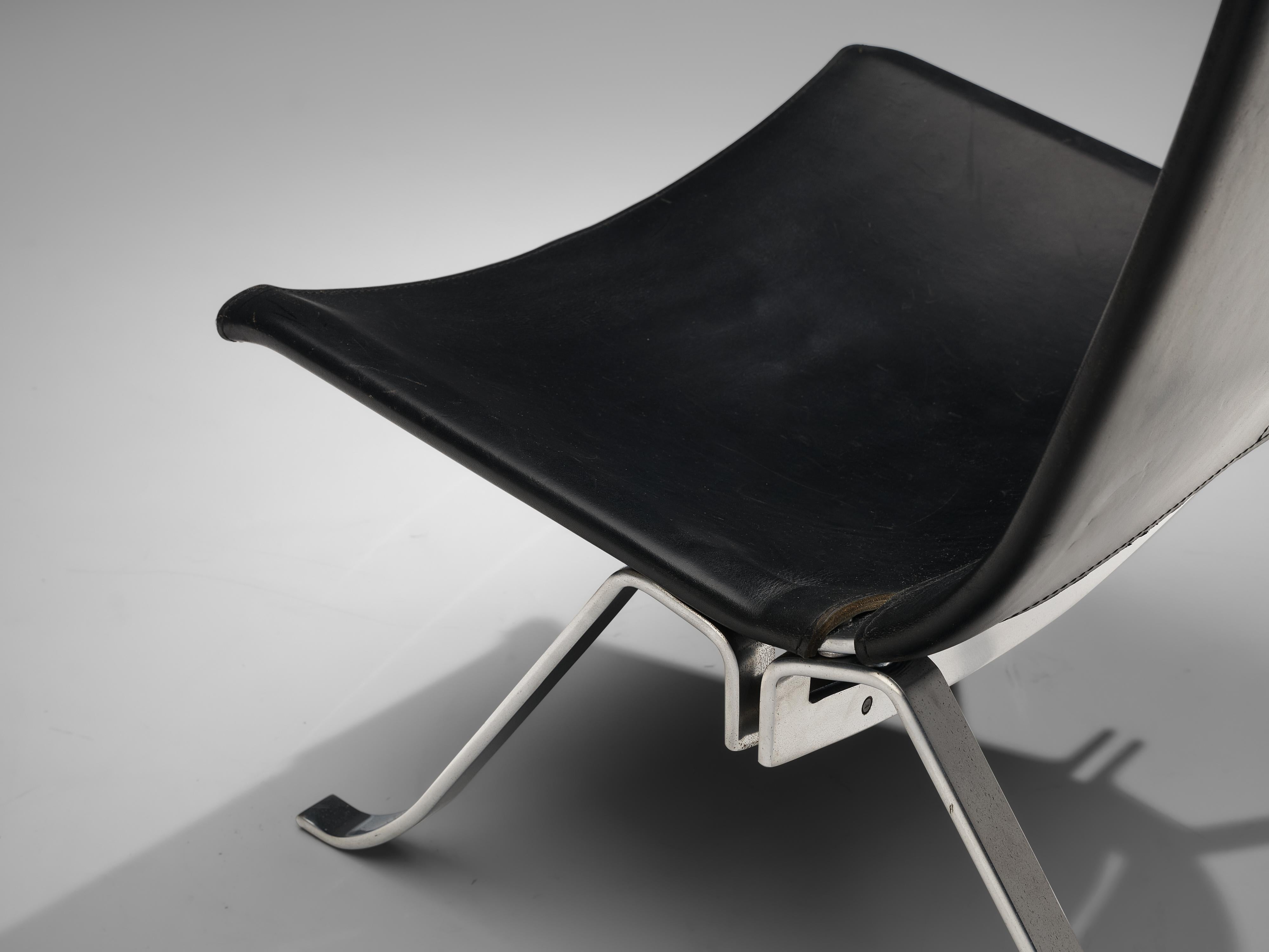 Steel Preben Fabricius Set of Two Lounge Chairs in Black Leather