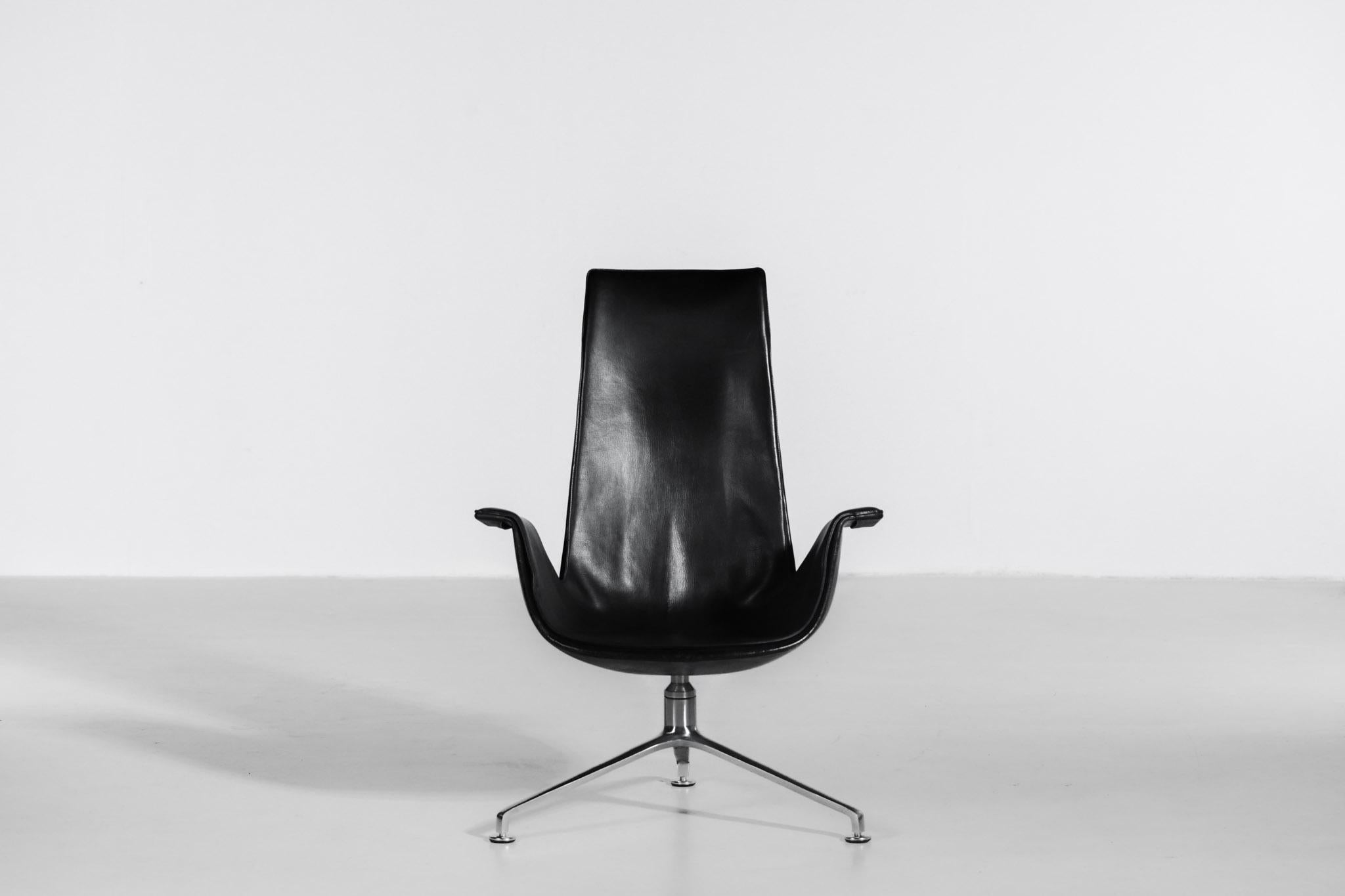 Armchair designed by Preben Fabricius and Jorgen Kastholm in original black leather.