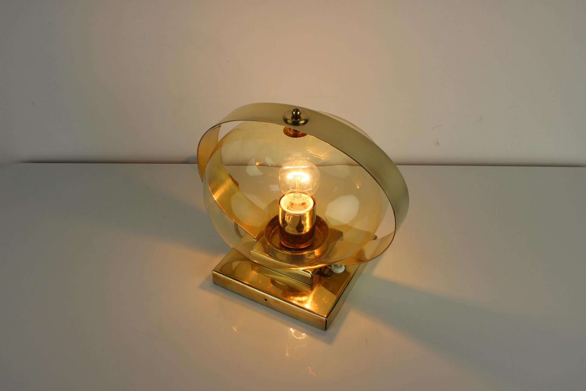 Preciosa Gold Wall Lamp or Table Lamp / Kamenický Šenov, 1970s For Sale 3