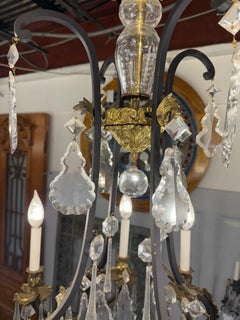 Preciosa Lighting 8 Arm Brass & Iron Bohemian Hand Cut Crystal Chandelier