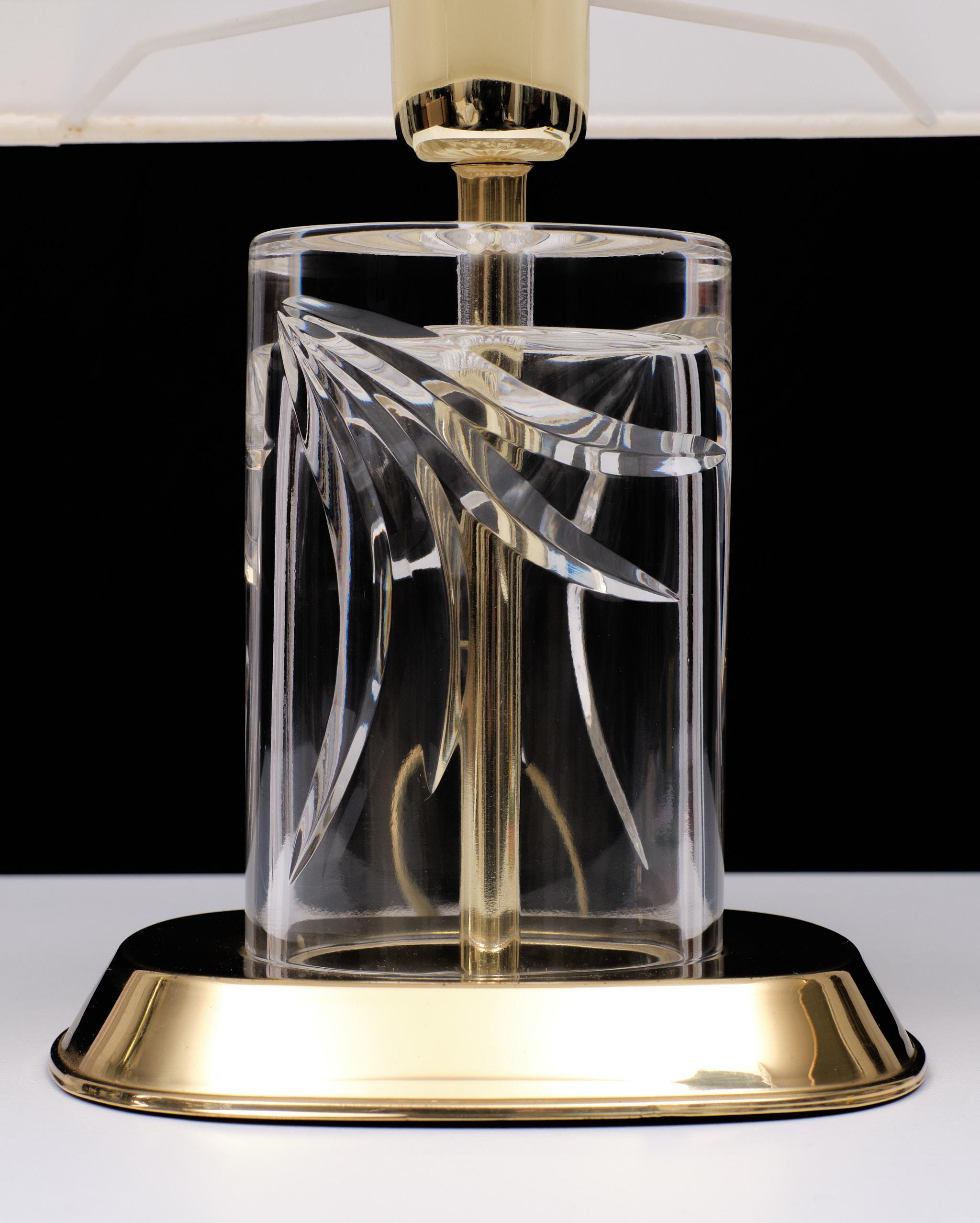 Top quality pristine Bohemian Crystal Table  lamp .Made in Czech Republic
by  Preciosa glass company . Brass base and fitting  ,comes with its original shade . Excellent condition . 
one large E27 bulb needed . 