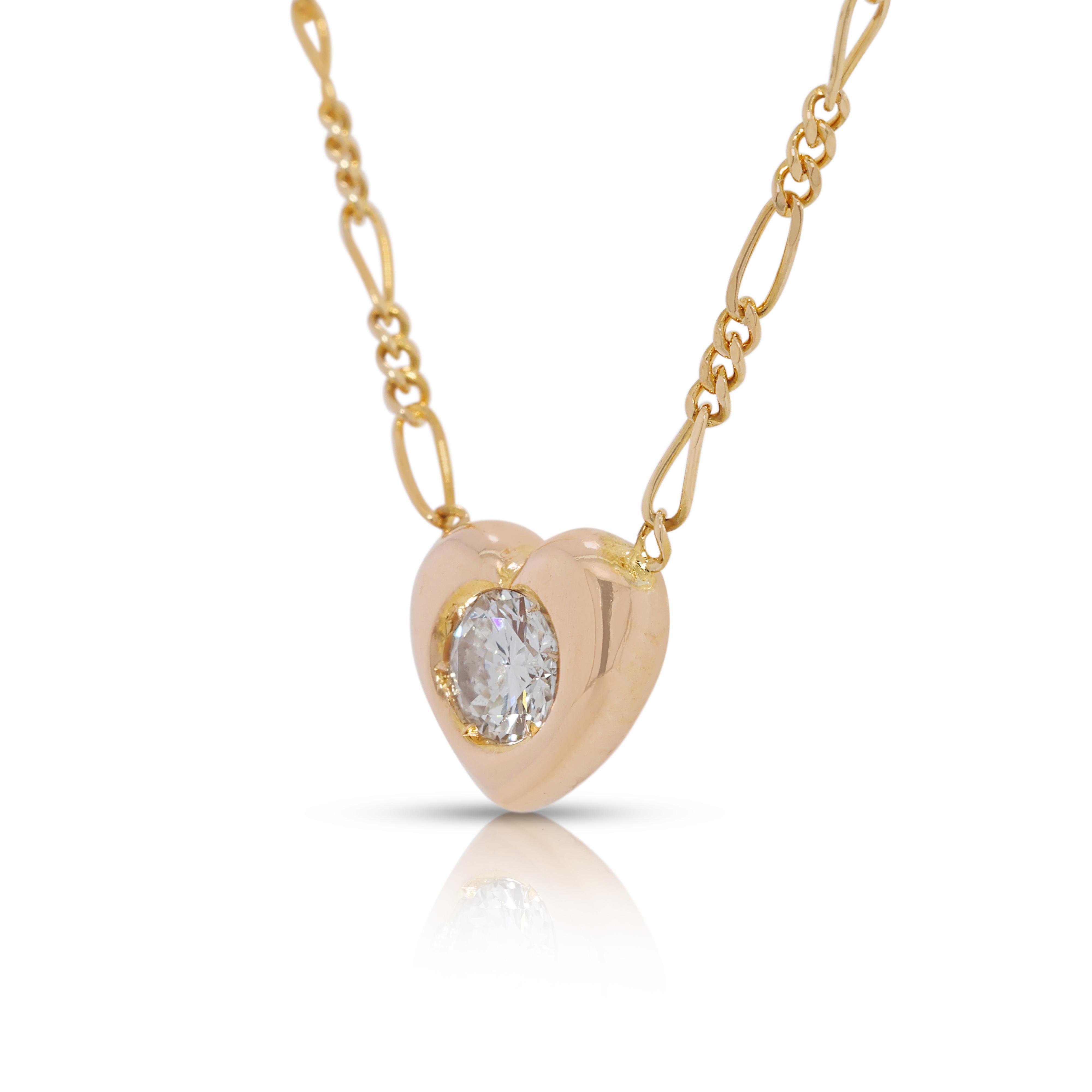 Kostbare 0,23ct Naturdiamanten Herz-Halskette aus 18K Gelbgold (Rundschliff) im Angebot