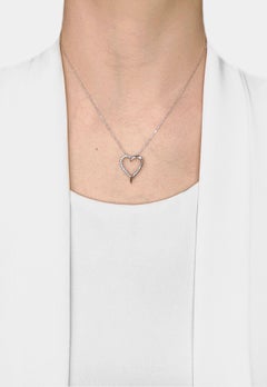 Precious 0.28ct Natural Diamond Heart Pendant in 18K White Gold